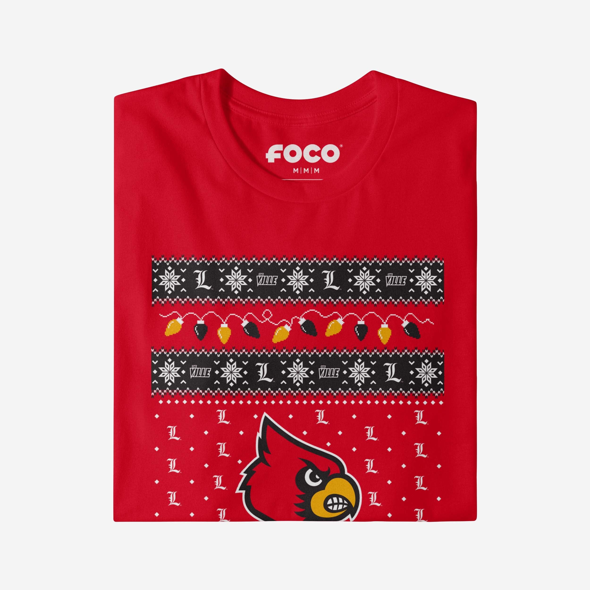 Louisville Cardinals Holiday Lights Sweater T-Shirt - Image 4