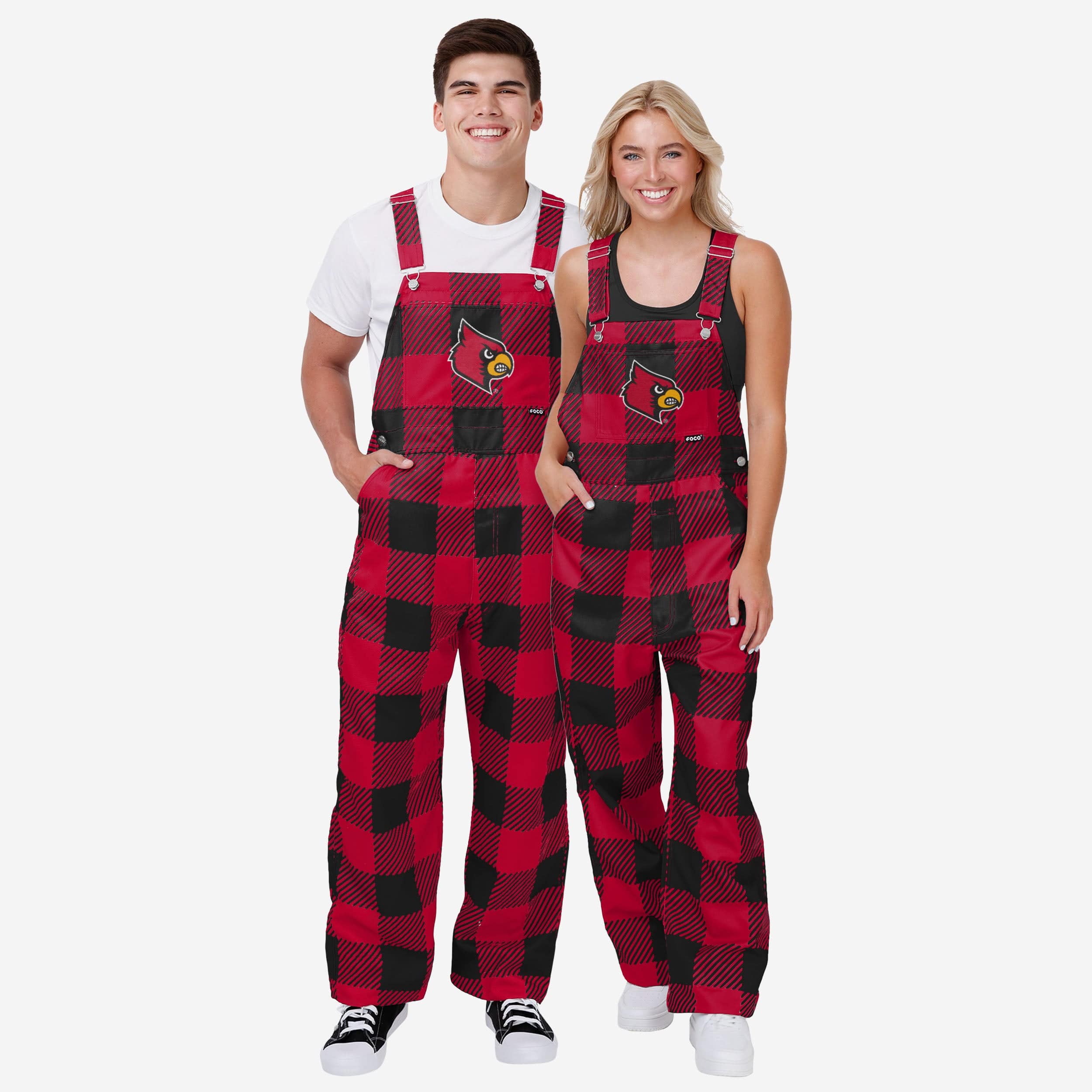 Louisville Cardinals Mens Plaid Bib Overalls - Image 3