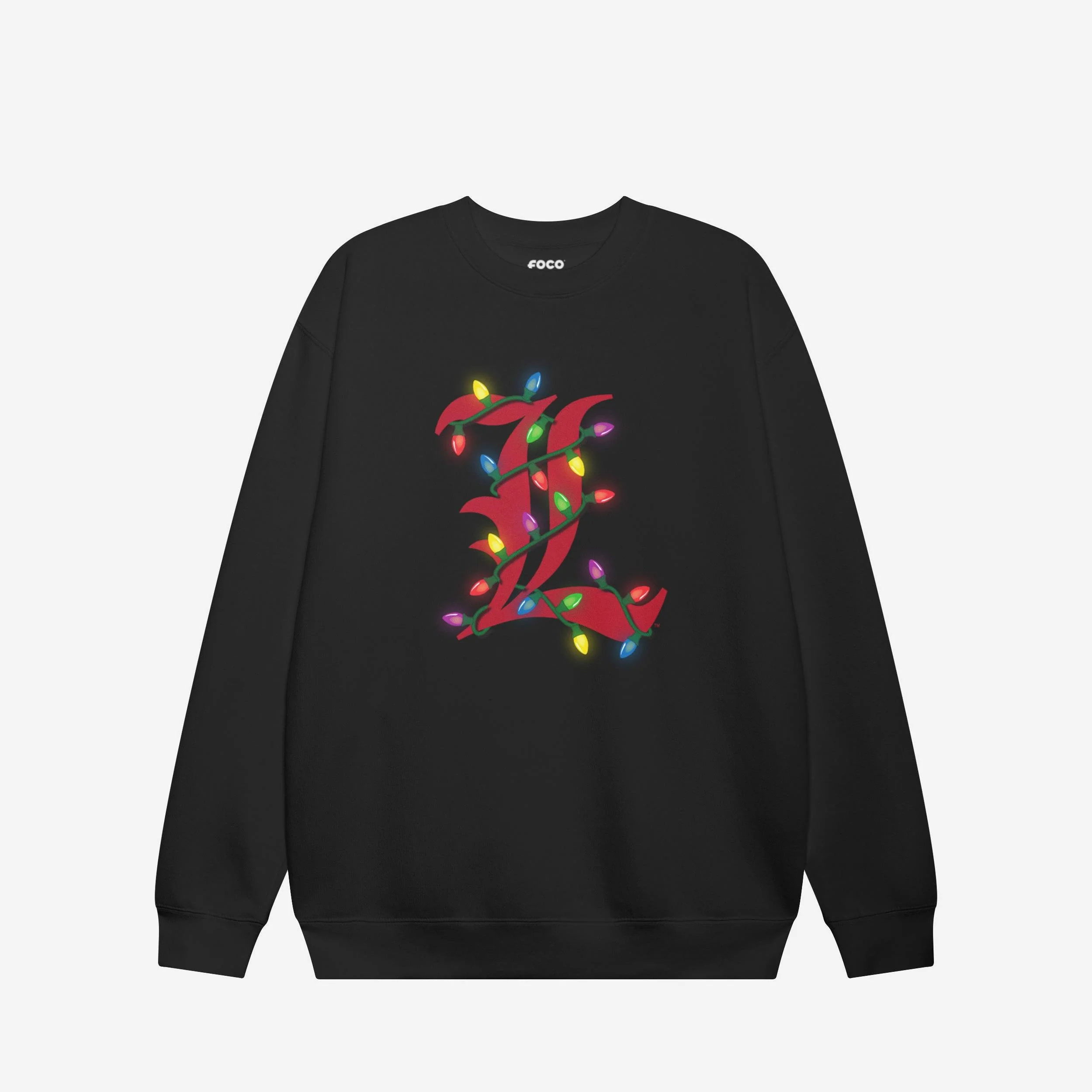 Louisville Cardinals Primary Logo Holiday Lights Crew Neck Sweatshirt