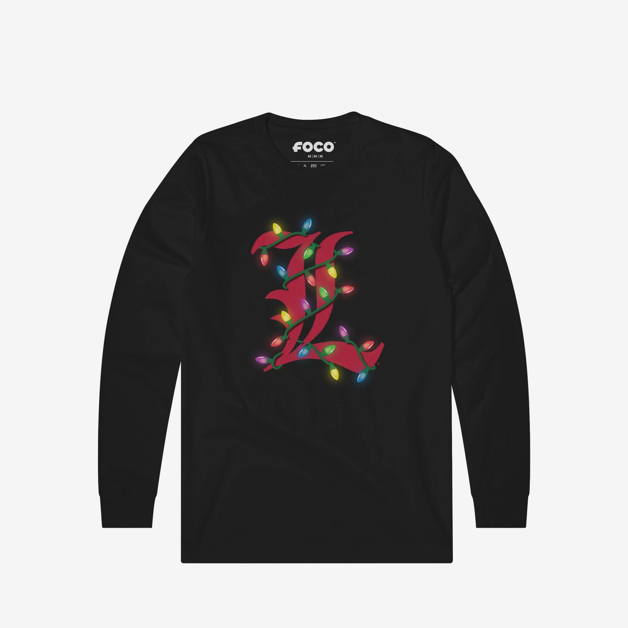 Louisville Cardinals Primary Logo Holiday Lights Long Sleeve T-Shirt