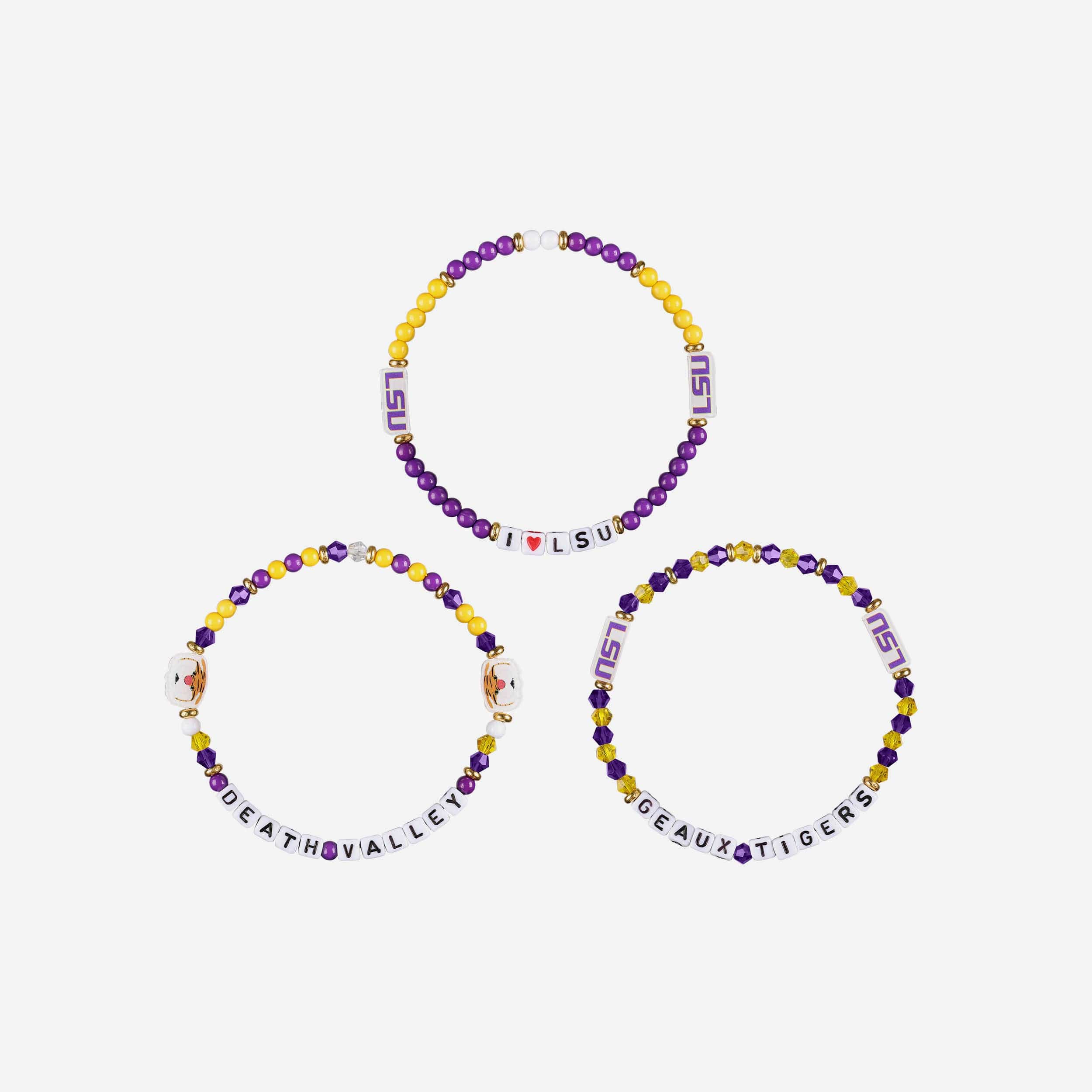 LSU Tigers 3 Pack Friendship Bracelet - Image 3