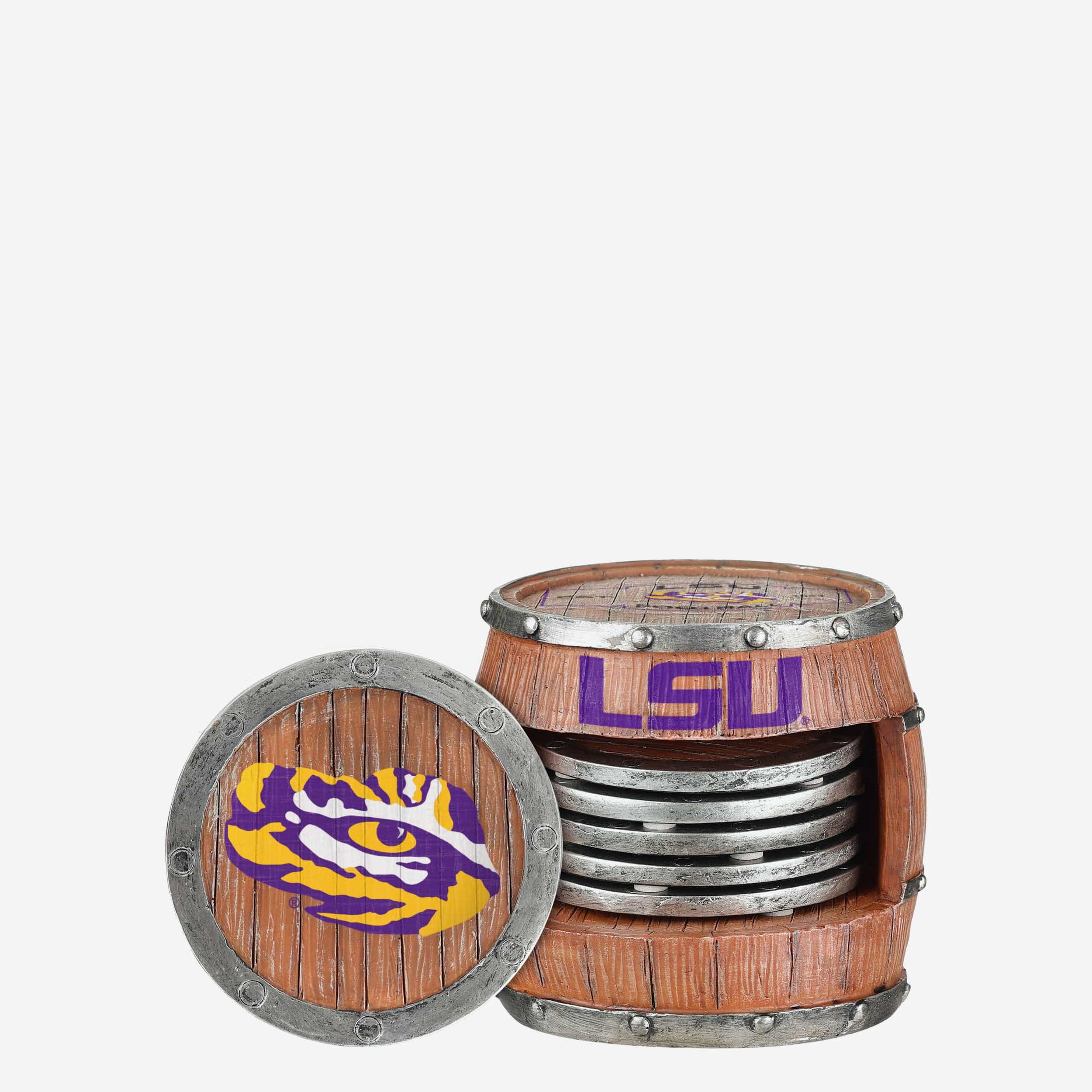 LSU Tigers 5 Pack Barrel Coaster Set
