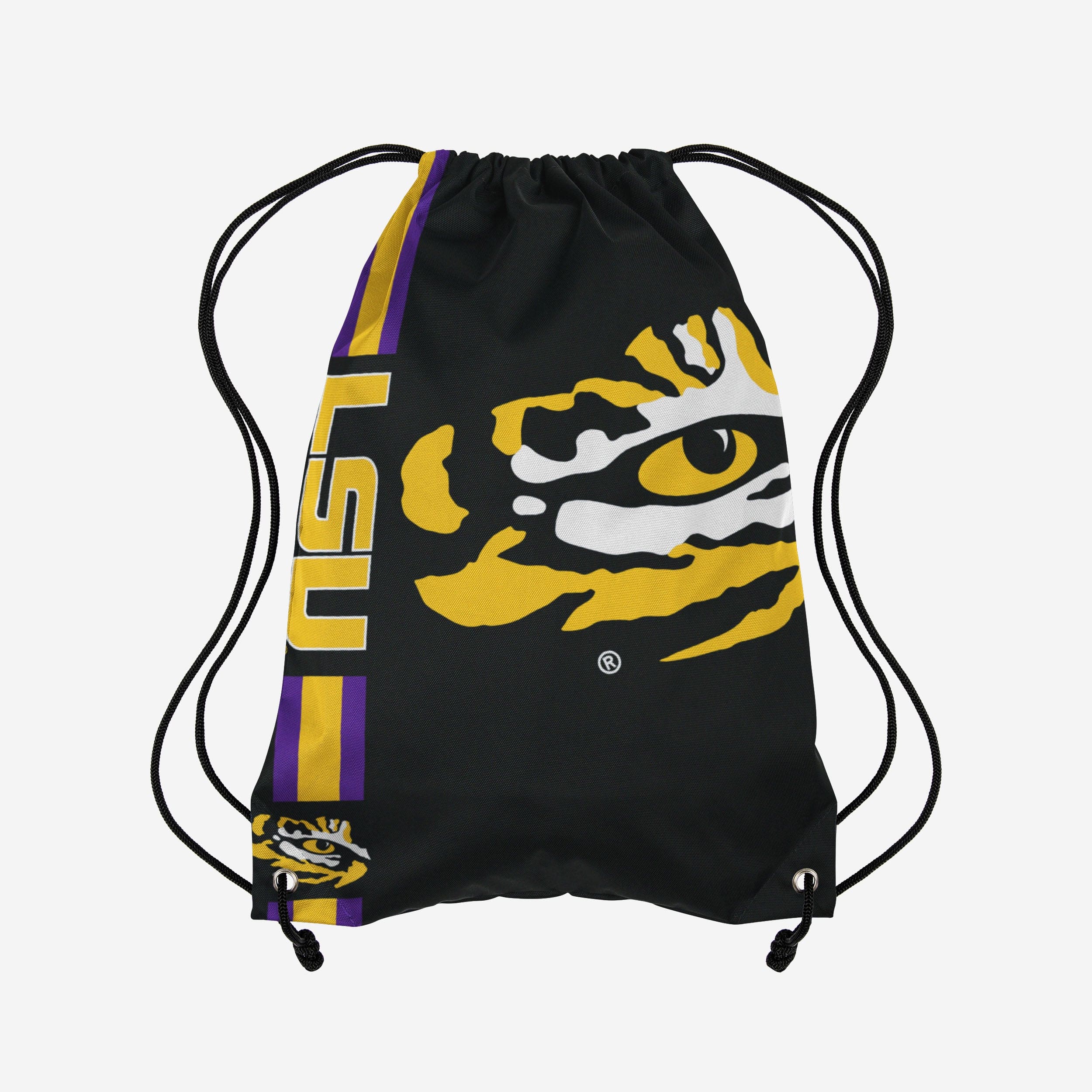 LSU Tigers Big Logo Side Stripe Drawstring Backpack
