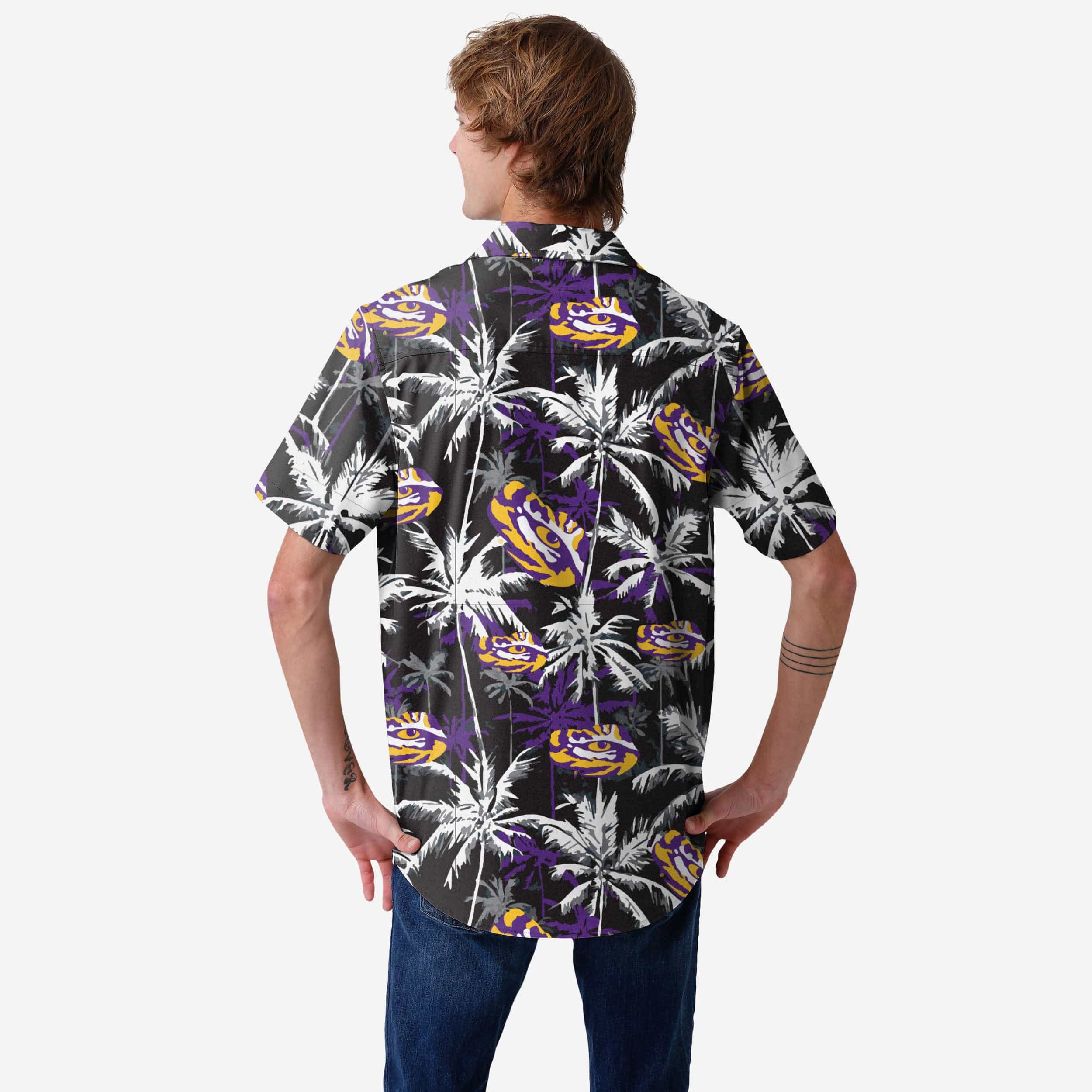 LSU Tigers Black Floral Button Up Shirt - Image 2