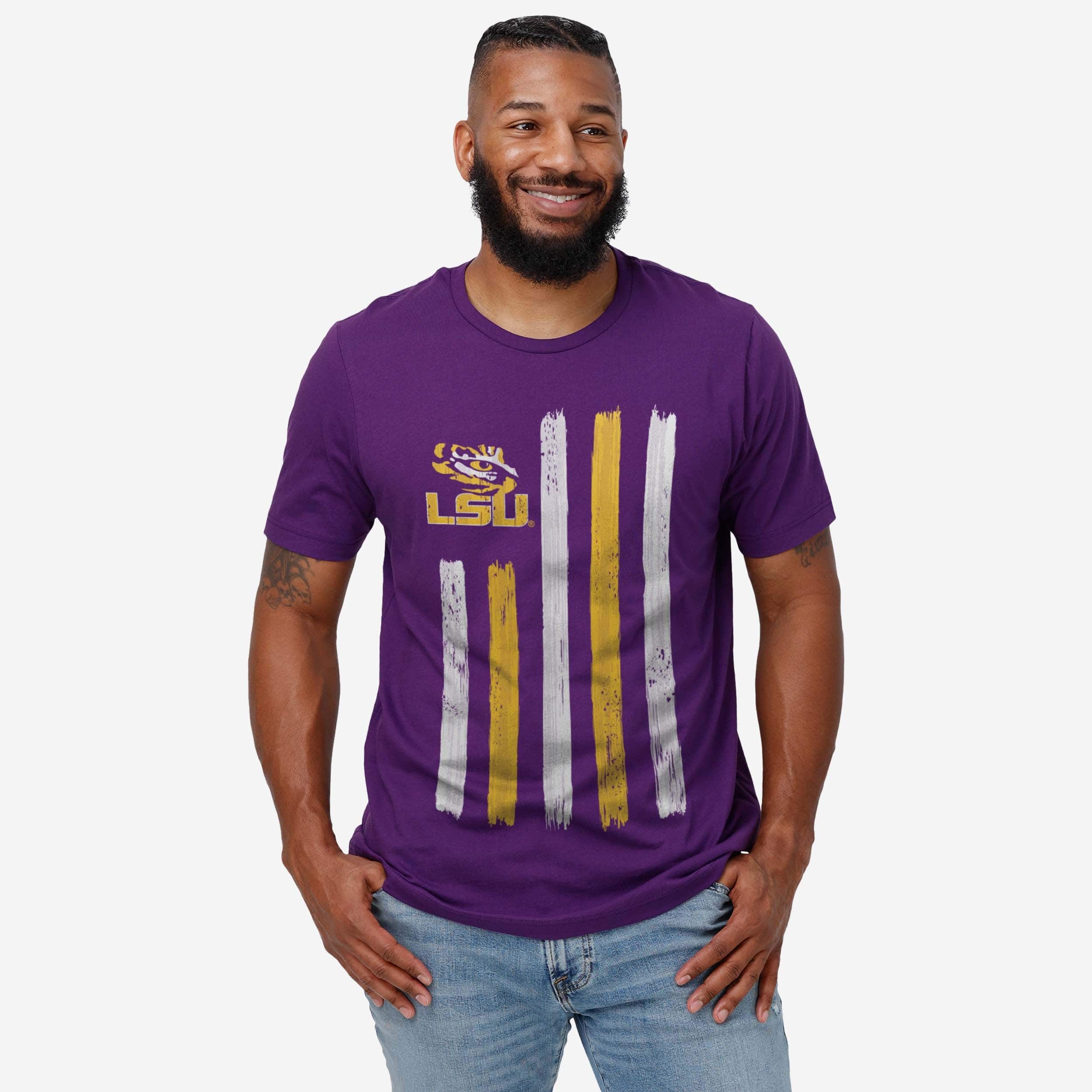 LSU Tigers Brushstroke Flag T-Shirt - Image 2
