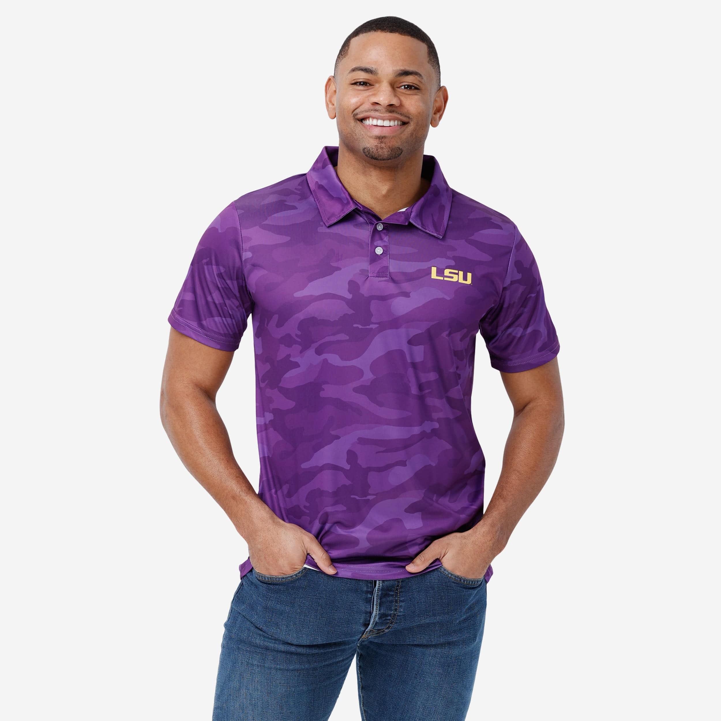 LSU Tigers Color Camo Polyester Polo