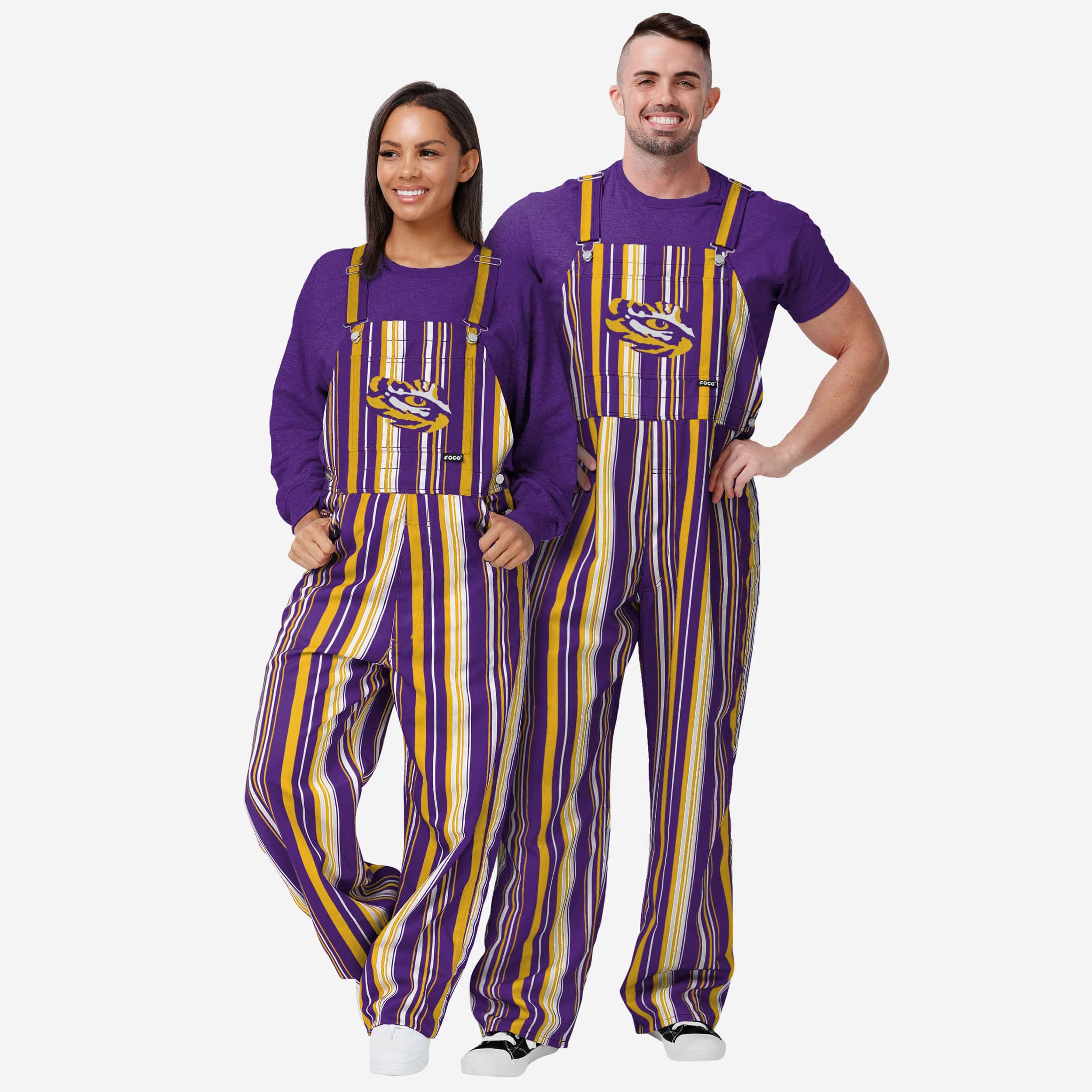LSU Tigers Mens Hyper Stripe Bib Overalls - Image 3