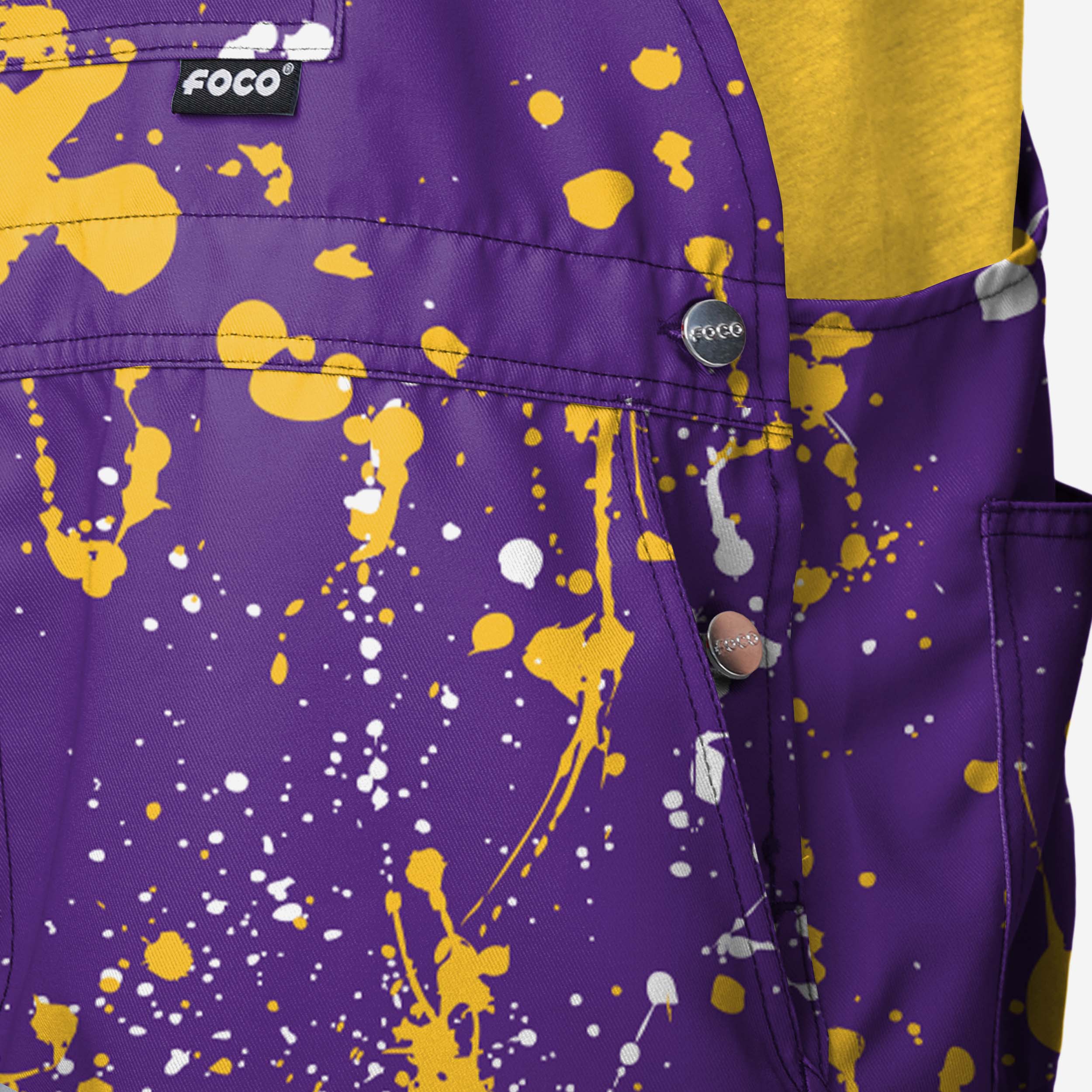 LSU Tigers Mens Paint Splatter Bib Shortalls - Image 4