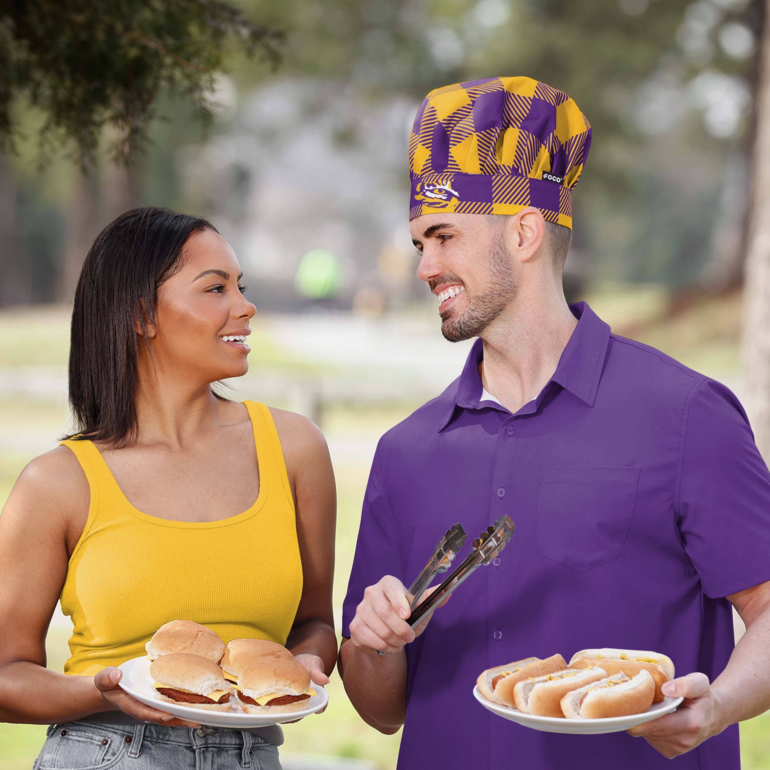 LSU Tigers Plaid Chef Hat - Image 3