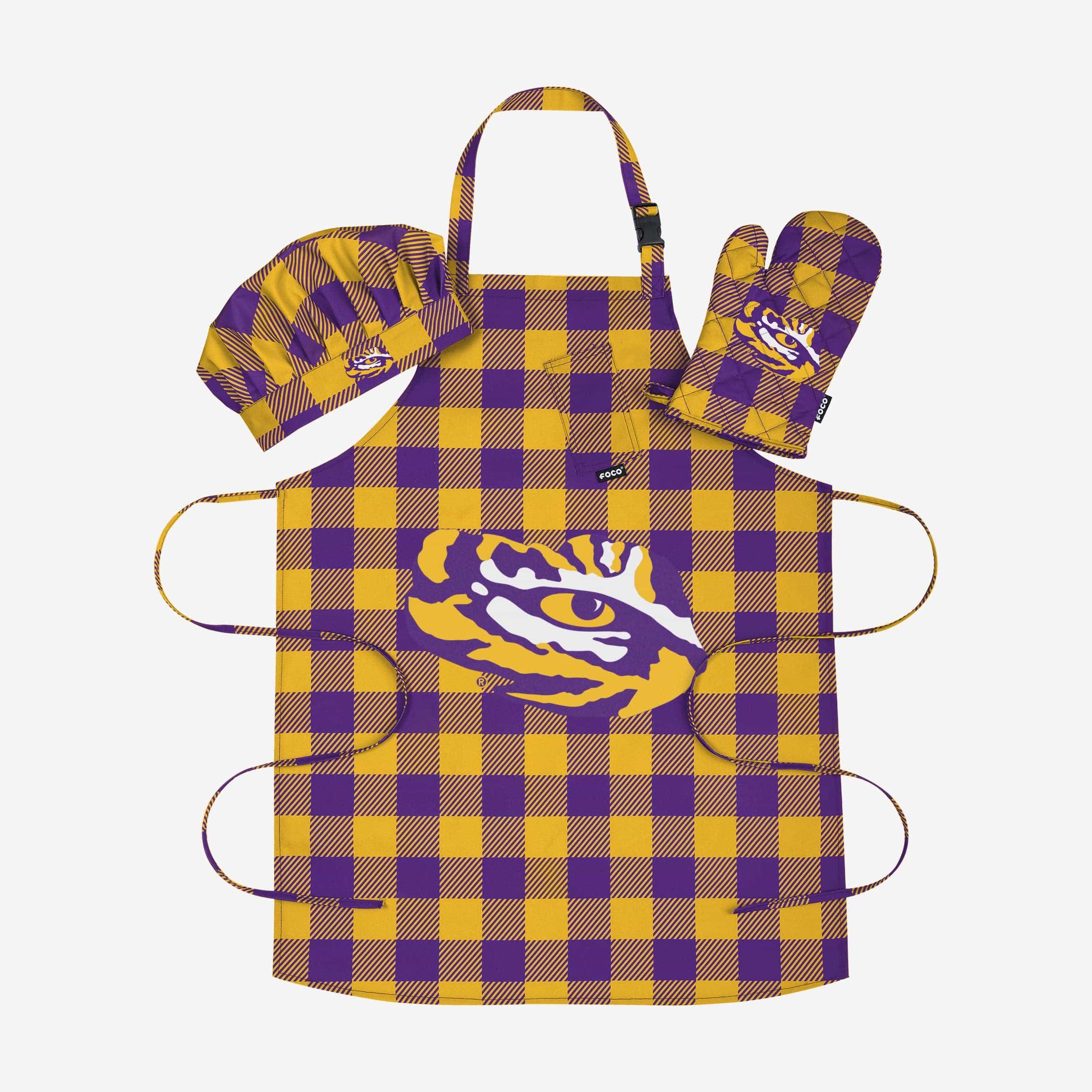 LSU Tigers Plaid Chef Set