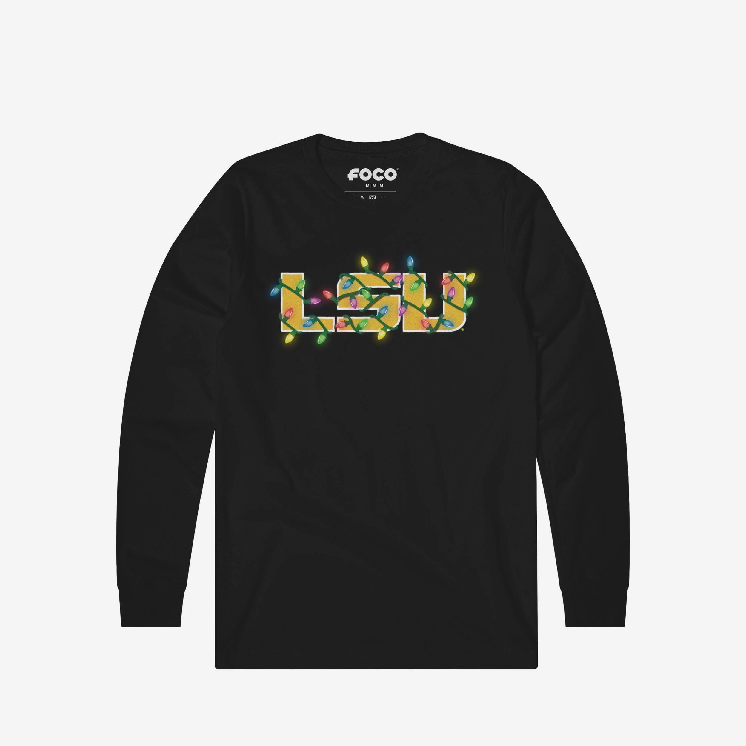 LSU Tigers Primary Logo Holiday Lights Long Sleeve T-Shirt
