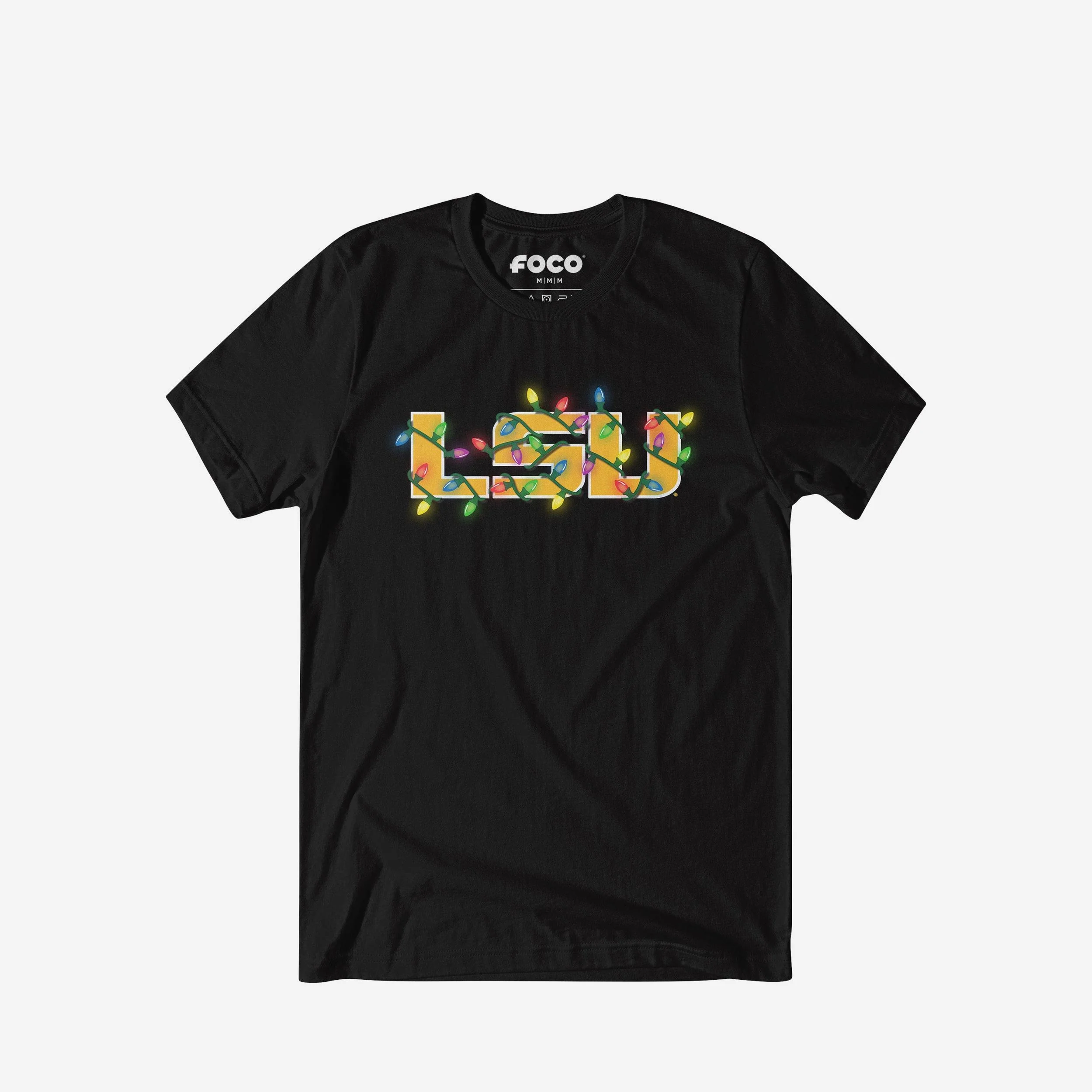 LSU Tigers Primary Logo Holiday Lights T-Shirt