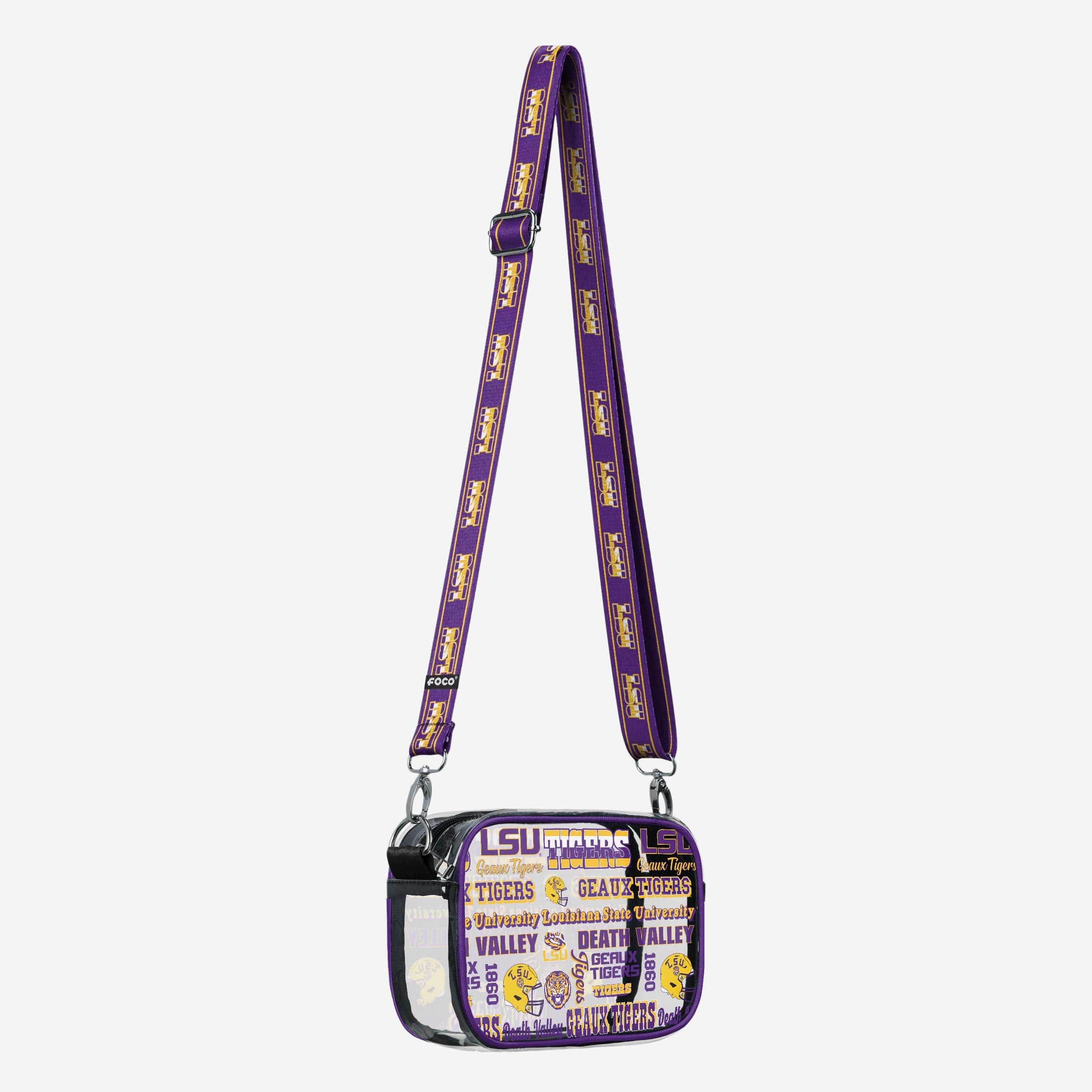 LSU Tigers Repeat Retro Print Clear Crossbody Bag - Image 2