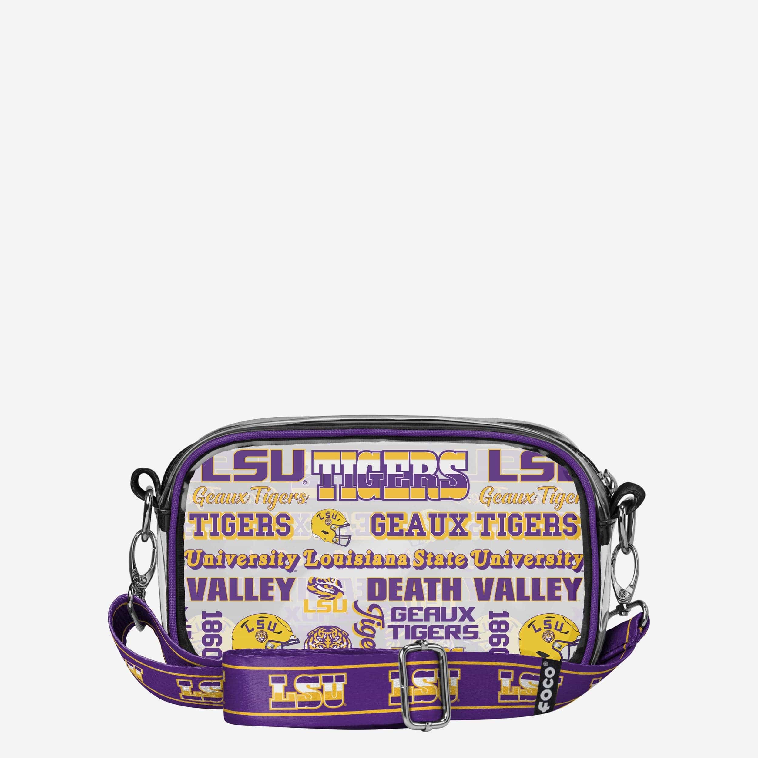 LSU Tigers Repeat Retro Print Clear Crossbody Bag - Image 5