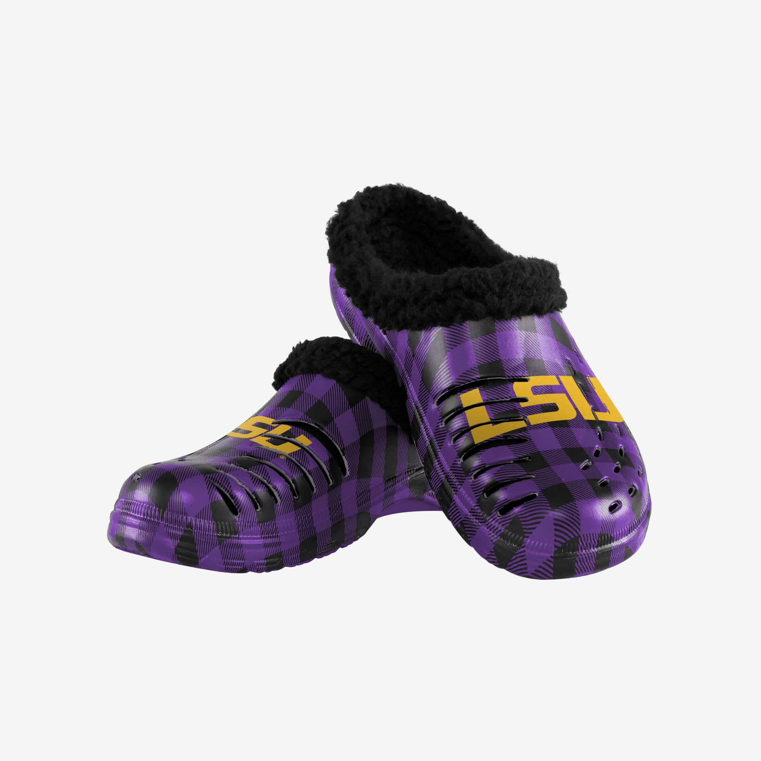 LSU Tigers Sherpa Lined Buffalo Check Clog - Image 3