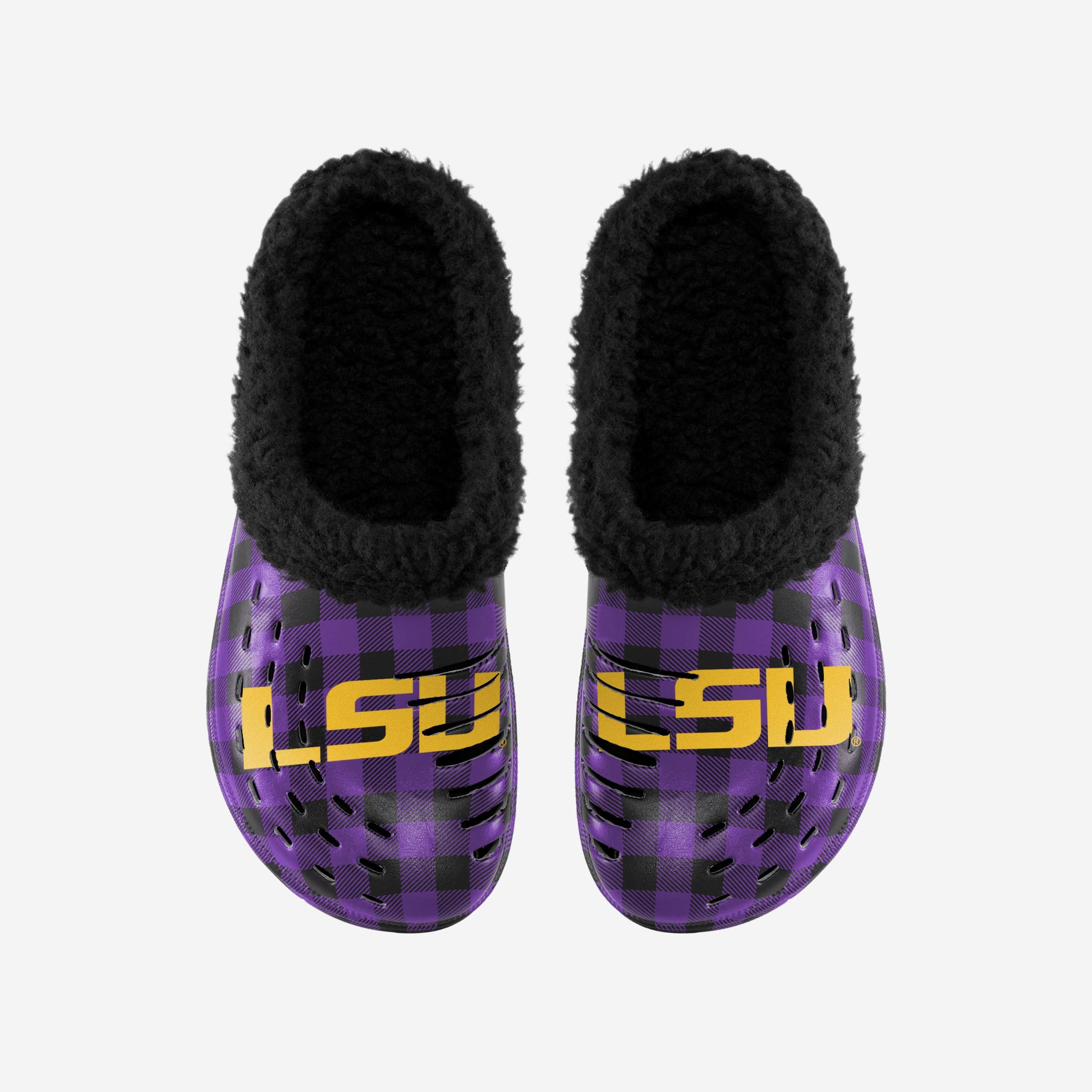 LSU Tigers Sherpa Lined Buffalo Check Clog - Image 4