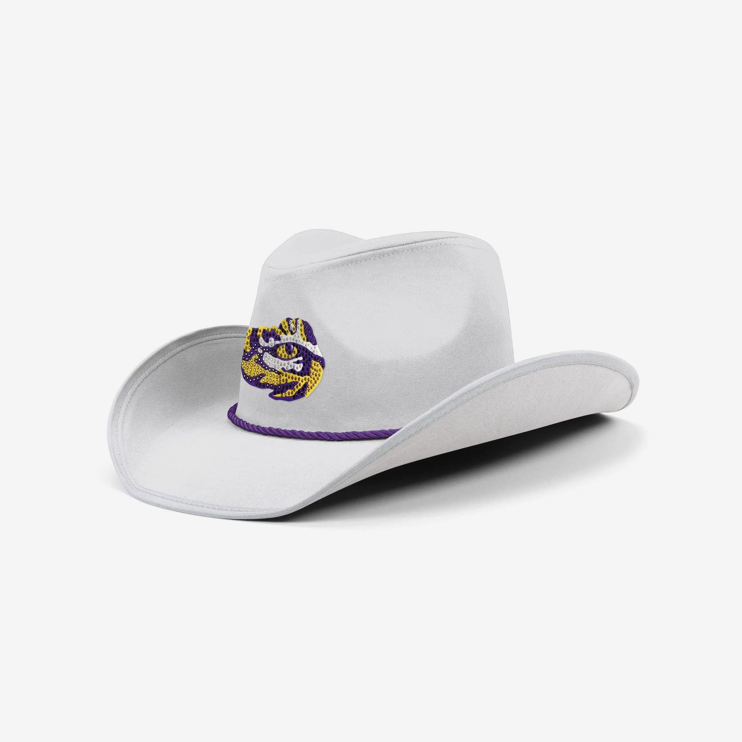 LSU Tigers White Rhinestone Logo Cowboy Hat