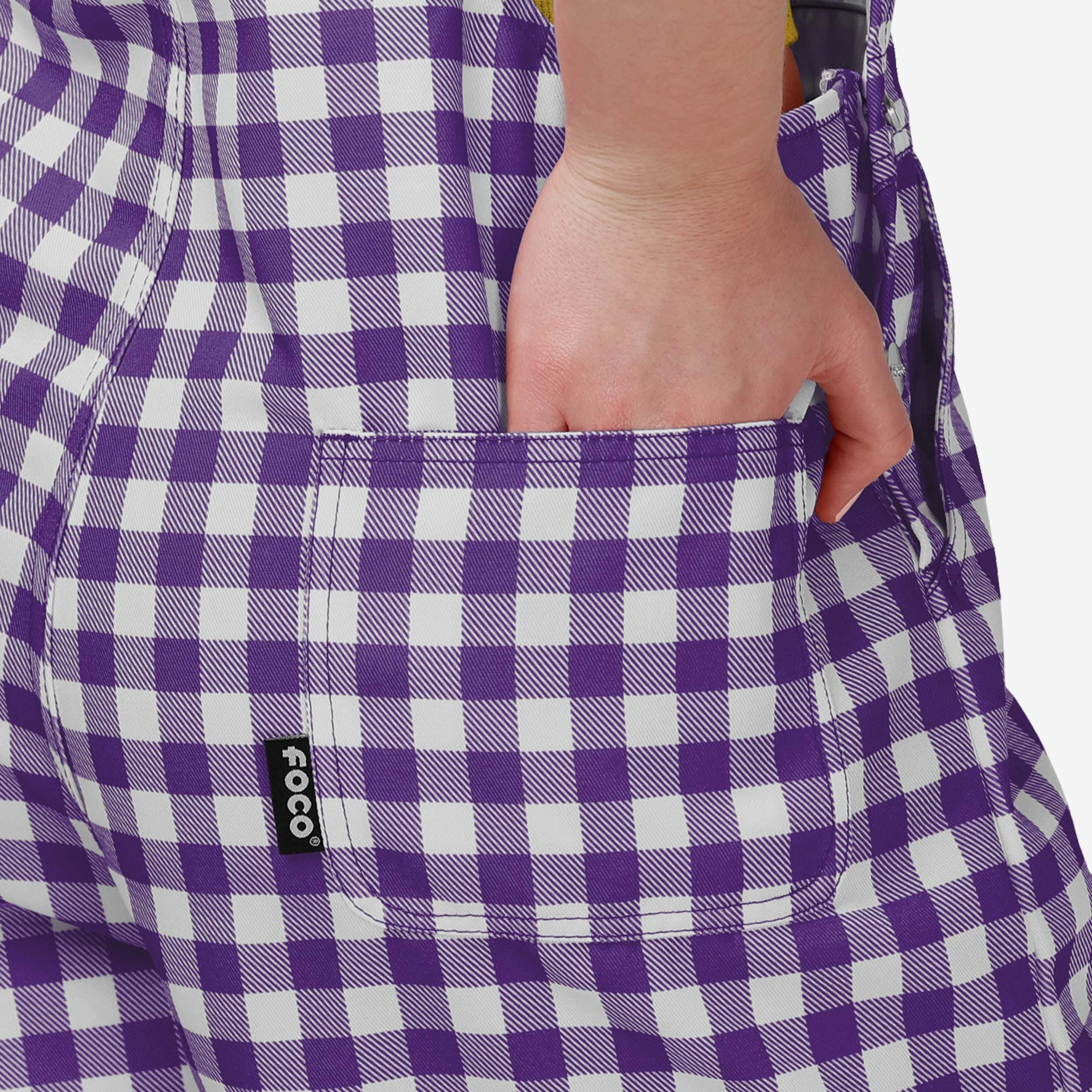 LSU Tigers Womens Gingham Check Bib Shortalls - Image 5