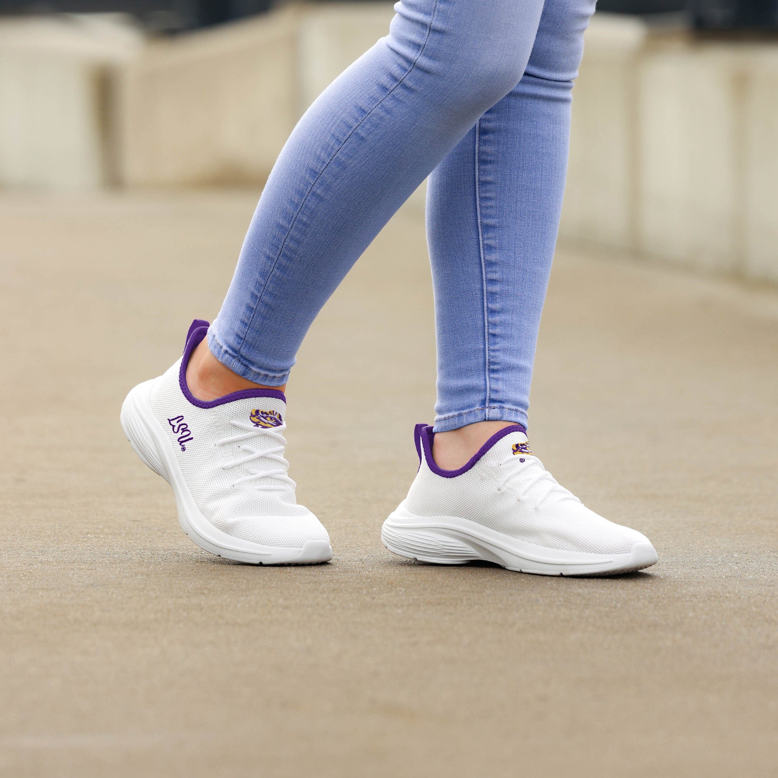 LSU Tigers Womens Midsole White Sneaker - Image 3