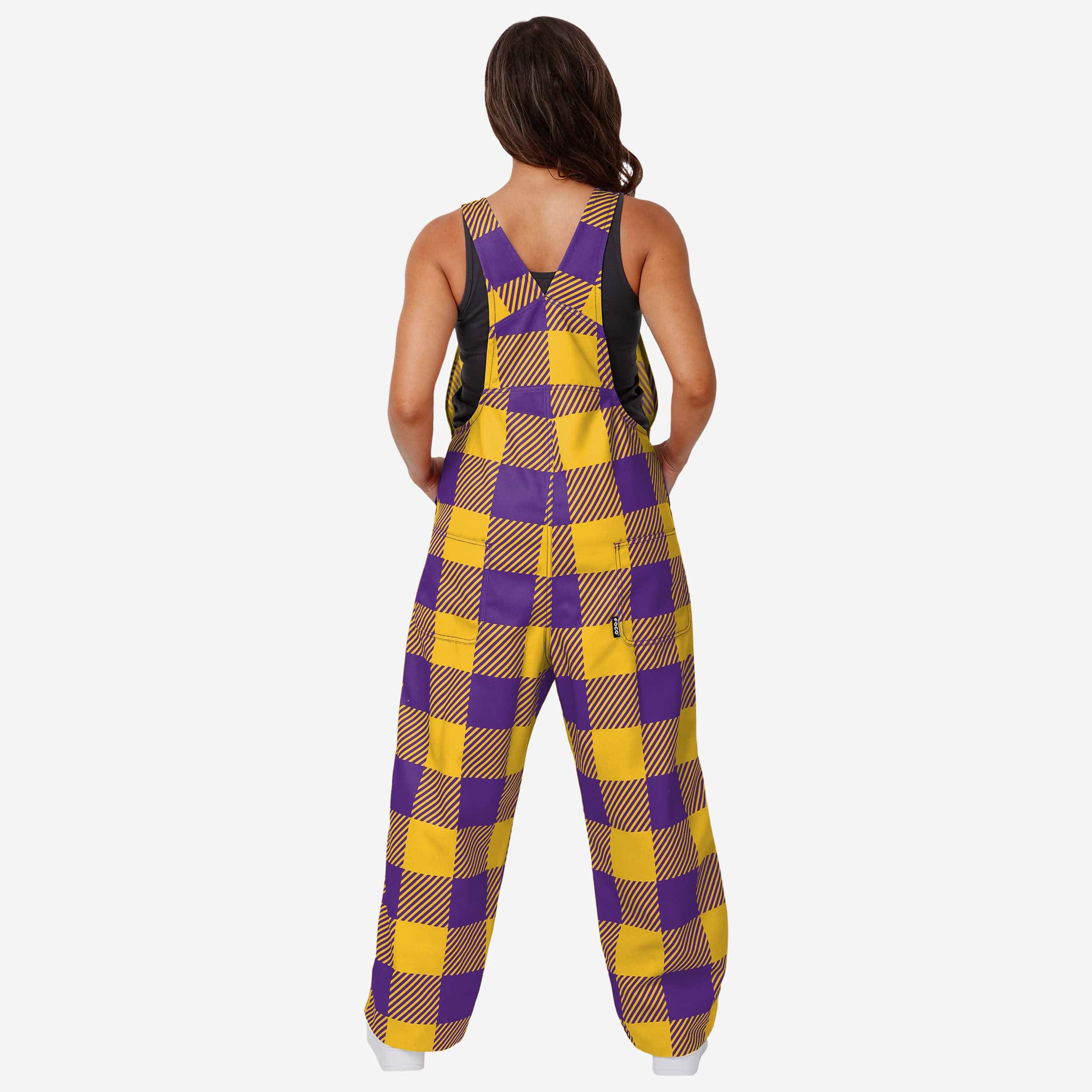 LSU Tigers Womens Plaid Bib Overalls - Image 2