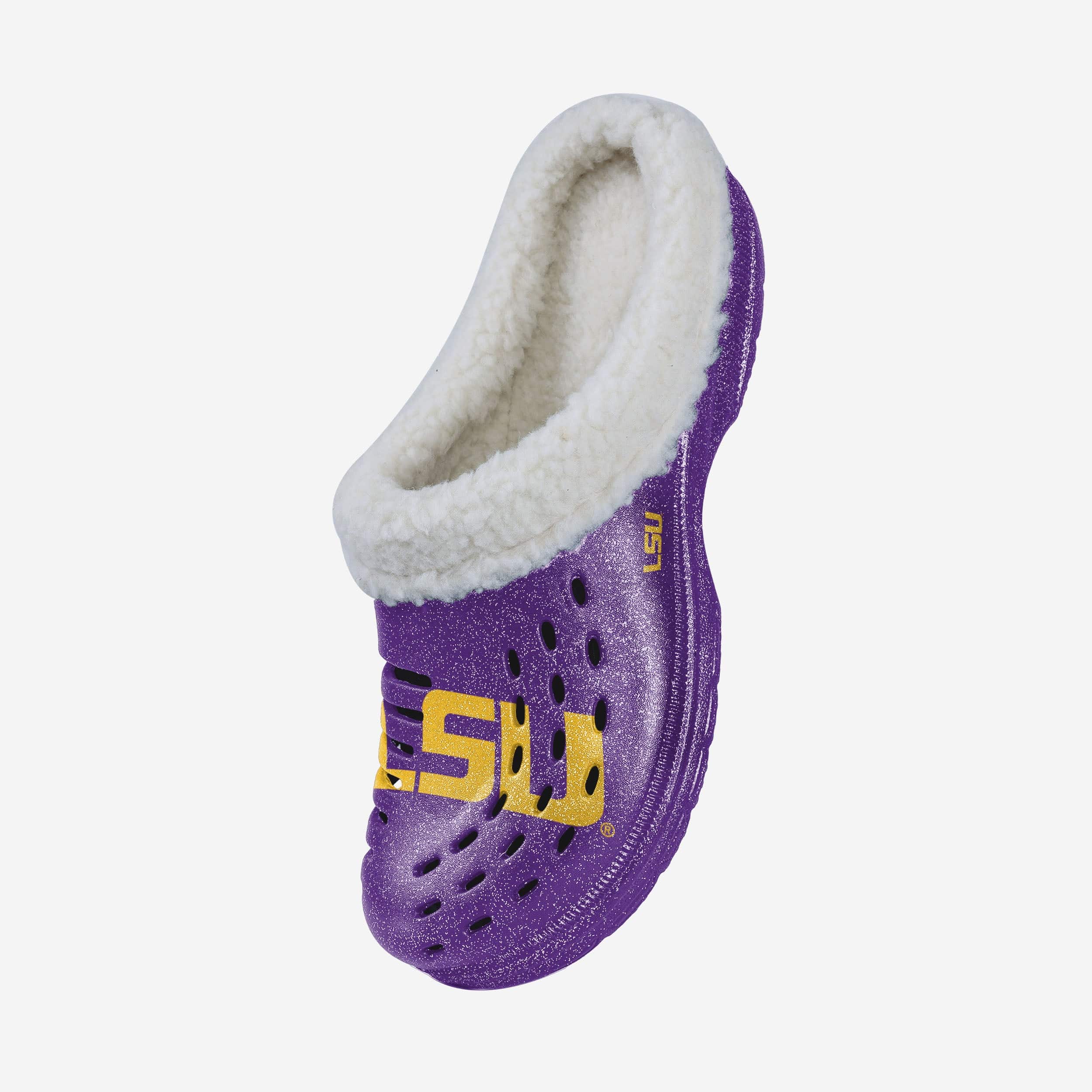 LSU Tigers Womens Sherpa Lined Glitter Clog - Image 2