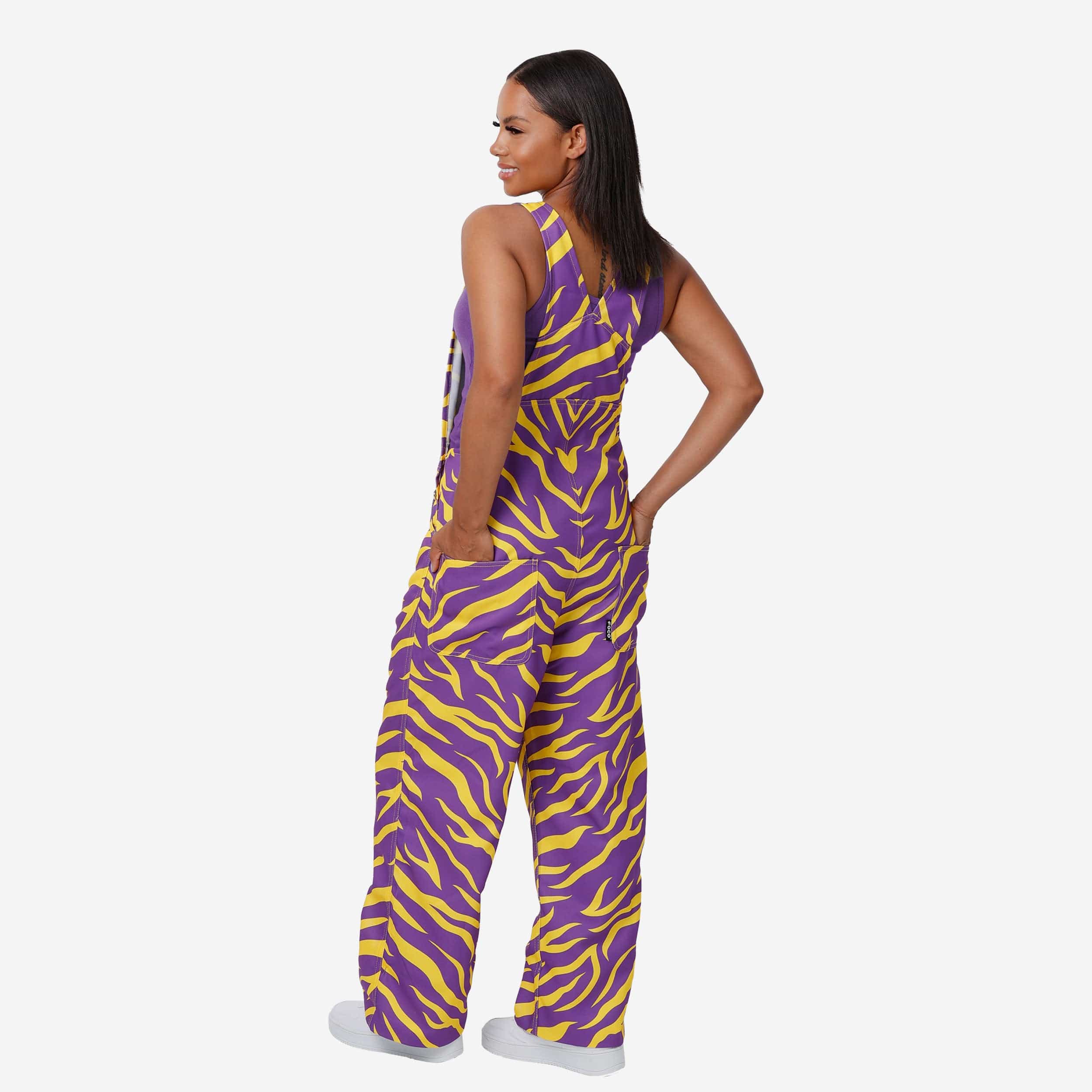 LSU Tigers Womens Tiger Stripe Thematic Bib Overalls - Image 2