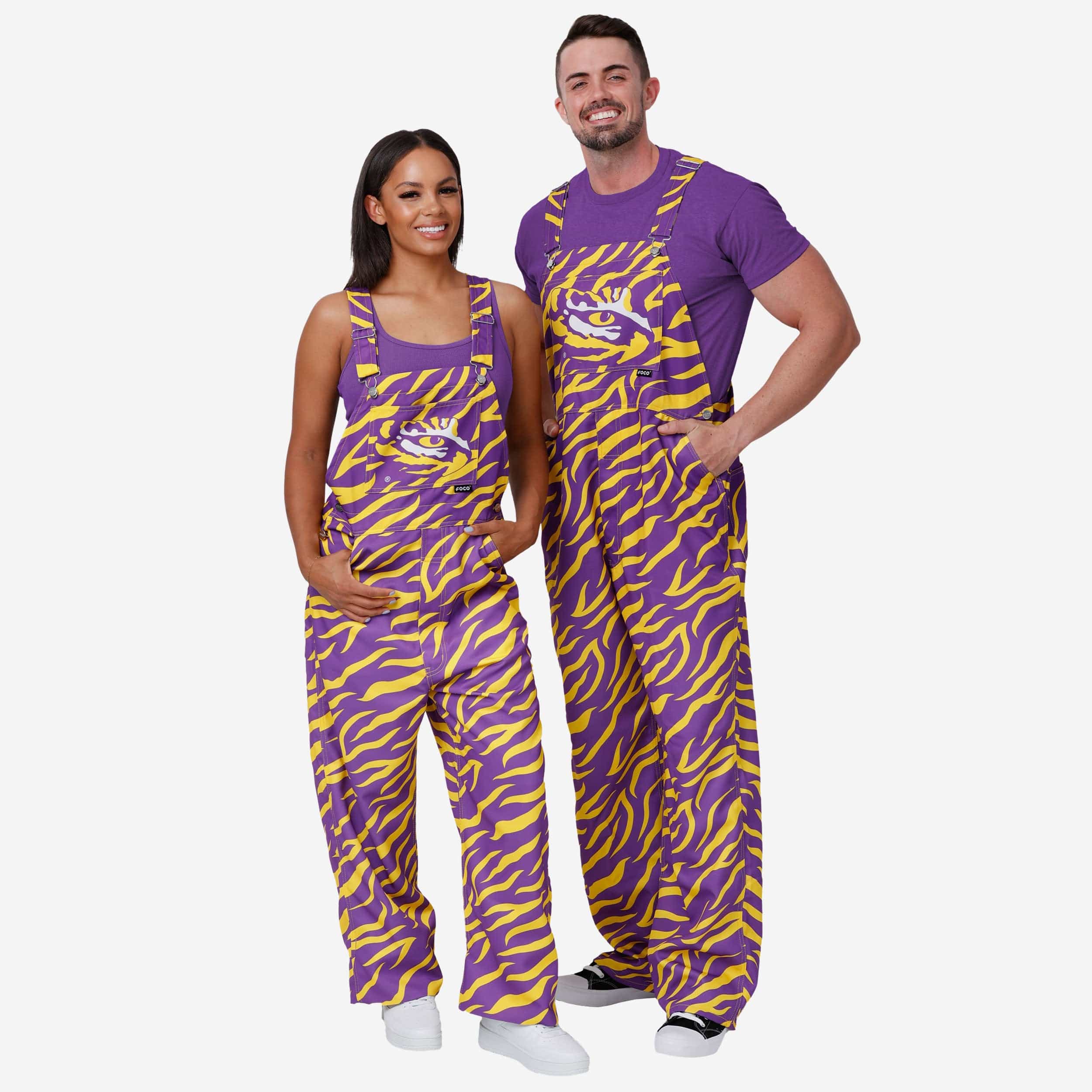 LSU Tigers Womens Tiger Stripe Thematic Bib Overalls - Image 3