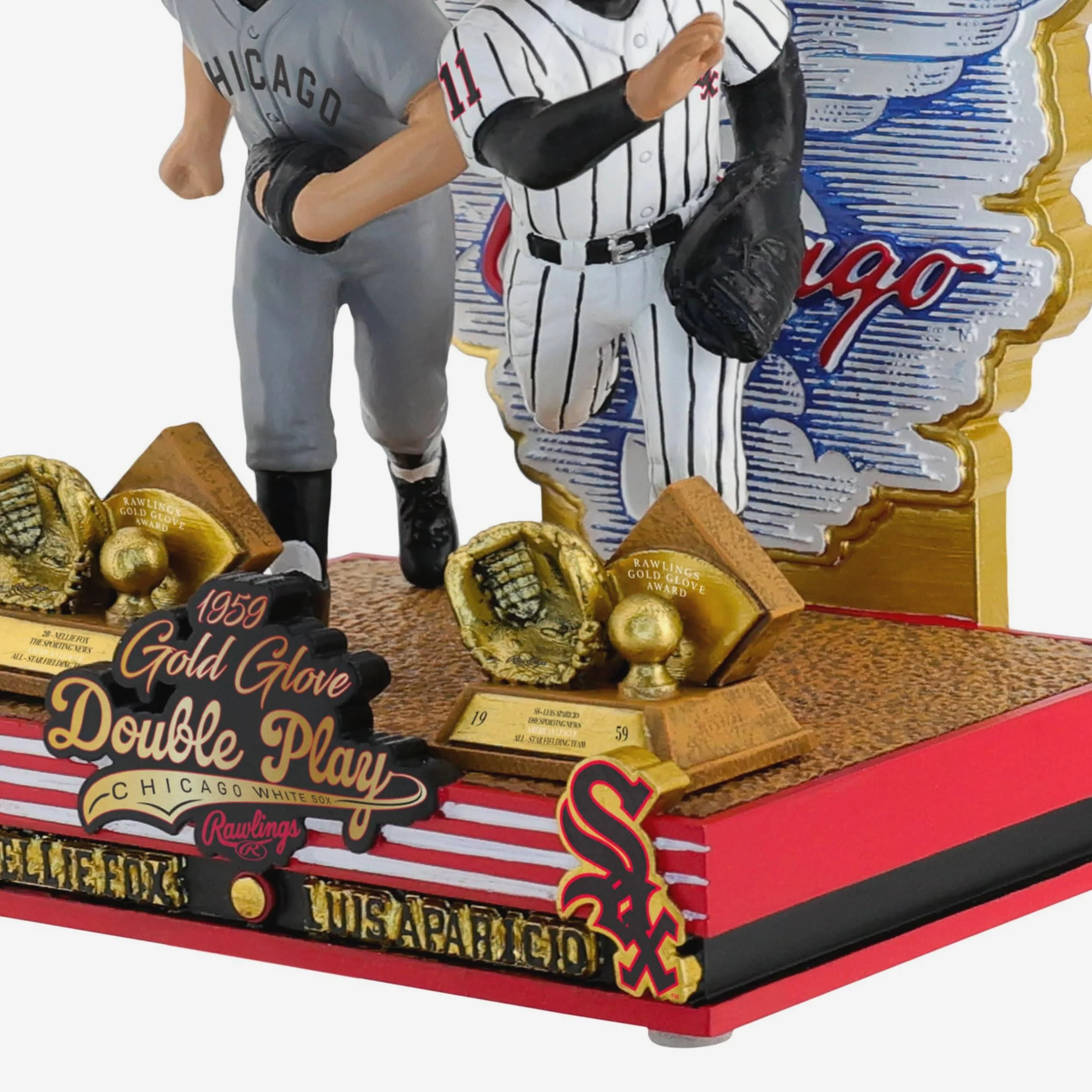 Luis Aparicio & Nellie Fox Chicago White Sox 1959 Gold Glove Double Play Dual Bobblehead - Image 4