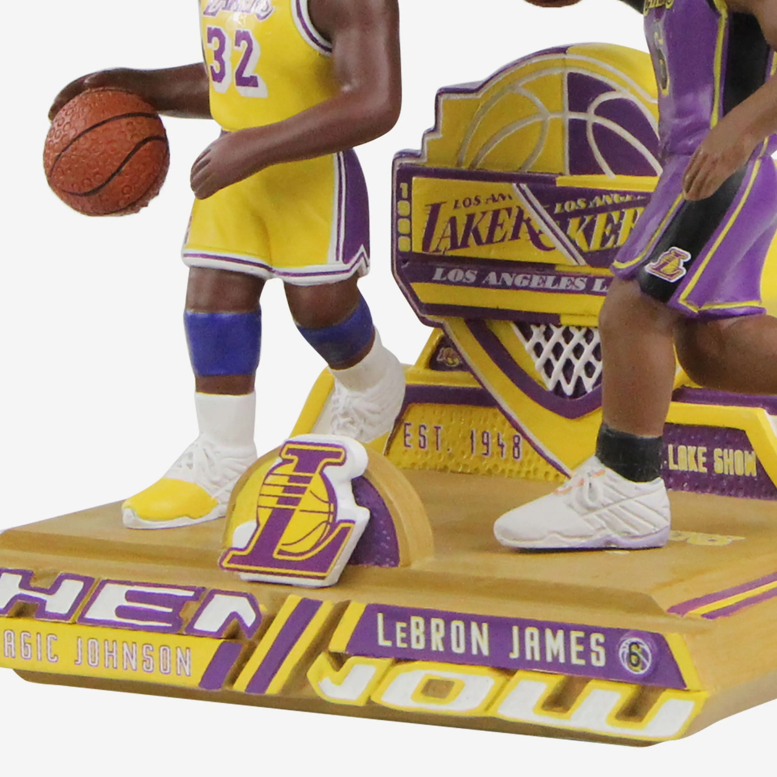 Magic Johnson & LeBron James Los Angeles Lakers Then and Now Bobblehead - Image 4