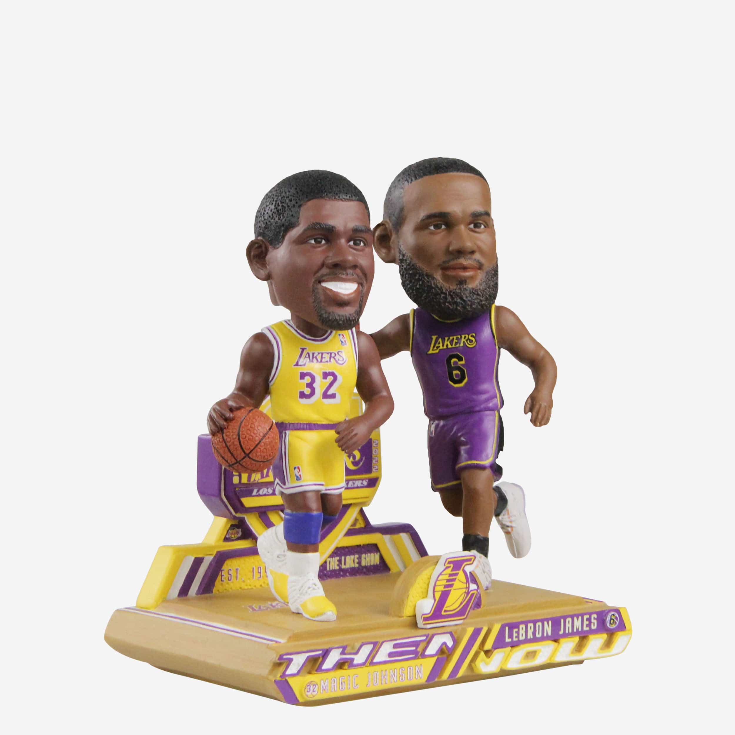 Magic Johnson & LeBron James Los Angeles Lakers Then and Now Bobblehead - Image 5
