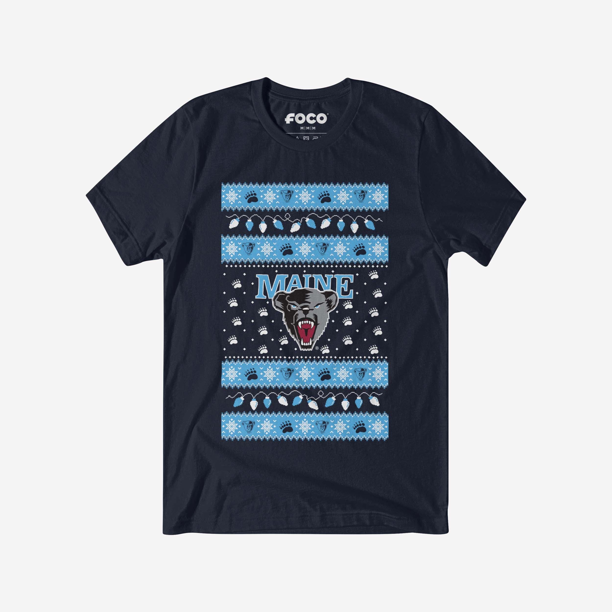 Maine Black Bears Holiday Lights Sweater T-Shirt