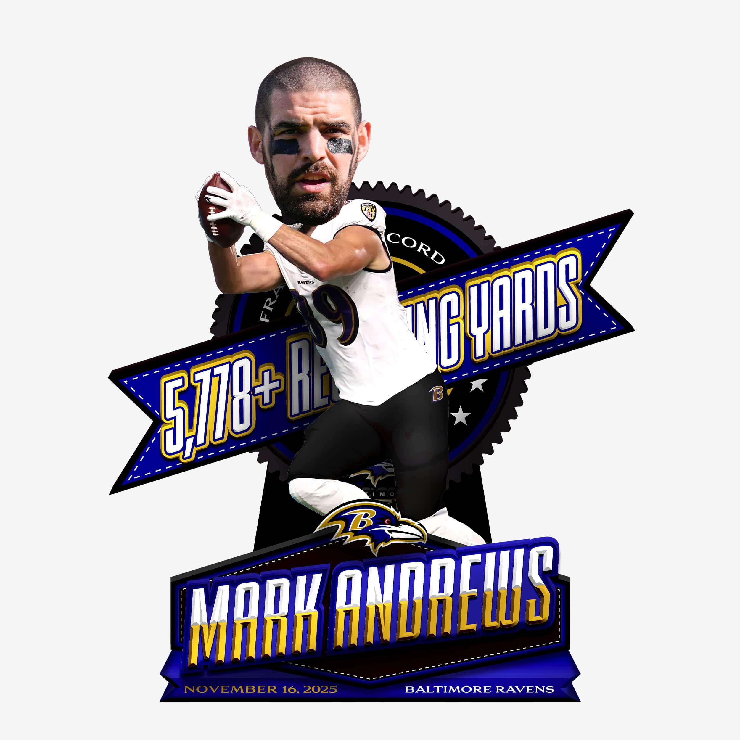 Mark Andrews Baltimore Ravens Most Receiving Yards In Franchise History Bobblehead