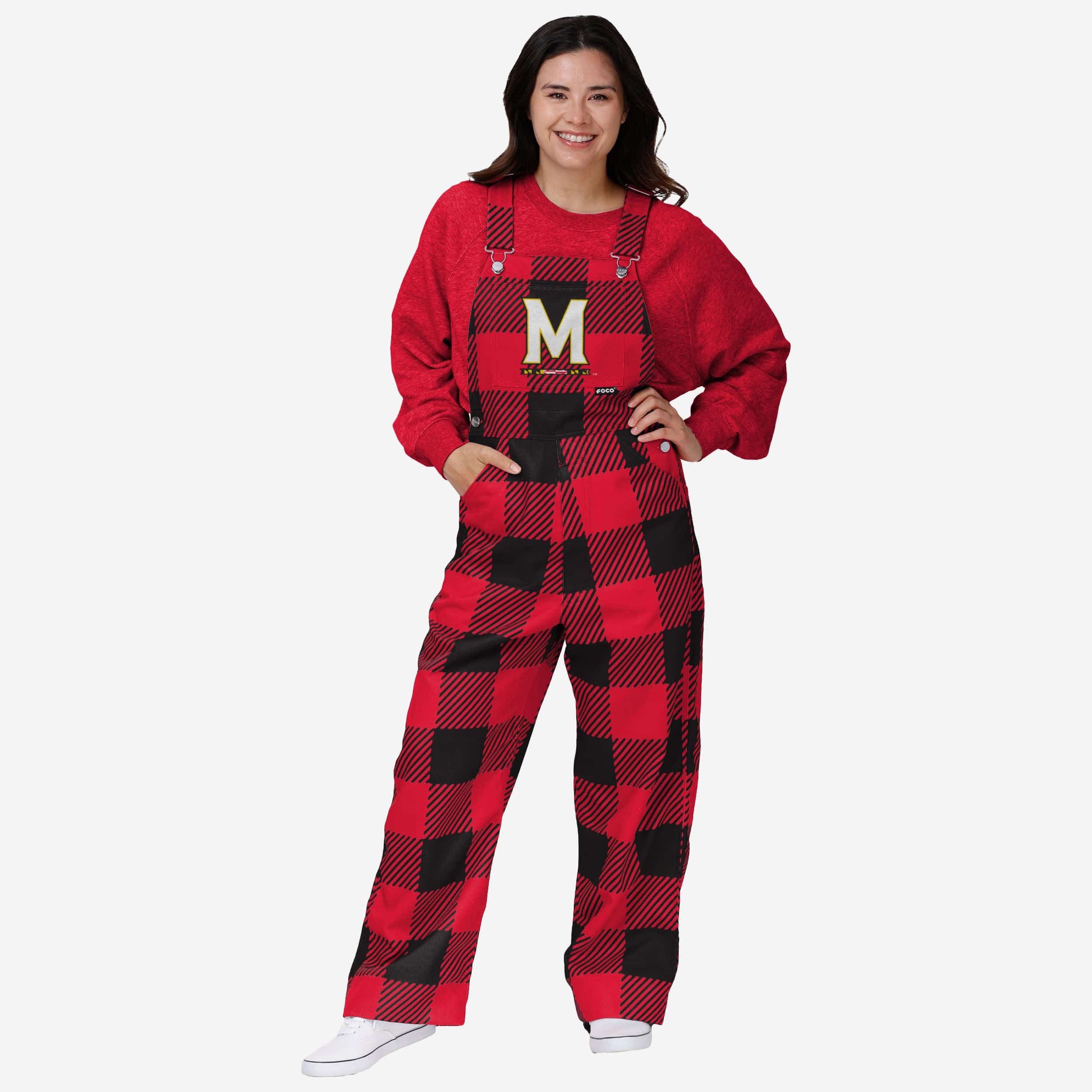 Maryland Terrapins Womens Plaid Bib Overalls