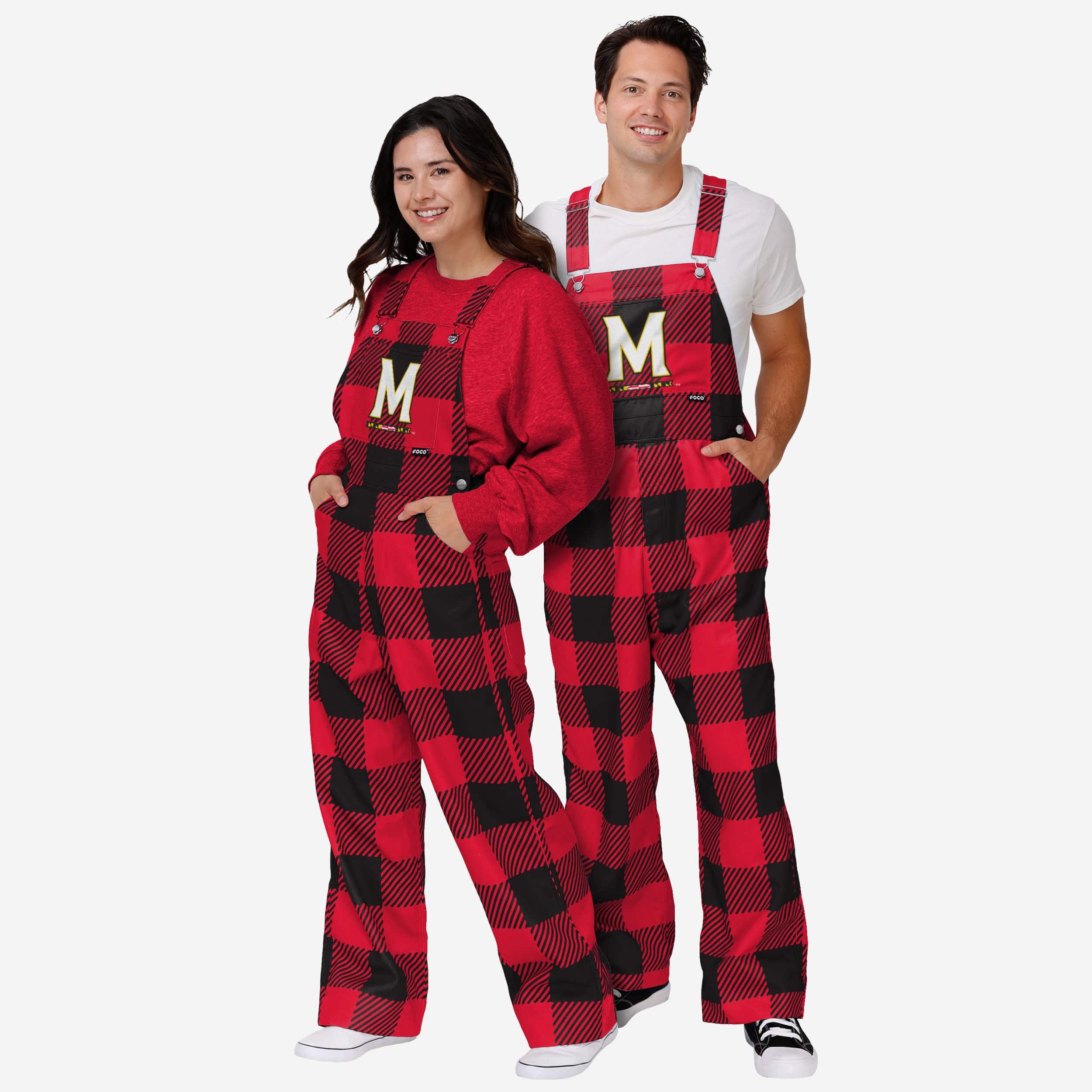 Maryland Terrapins Womens Plaid Bib Overalls - Image 3