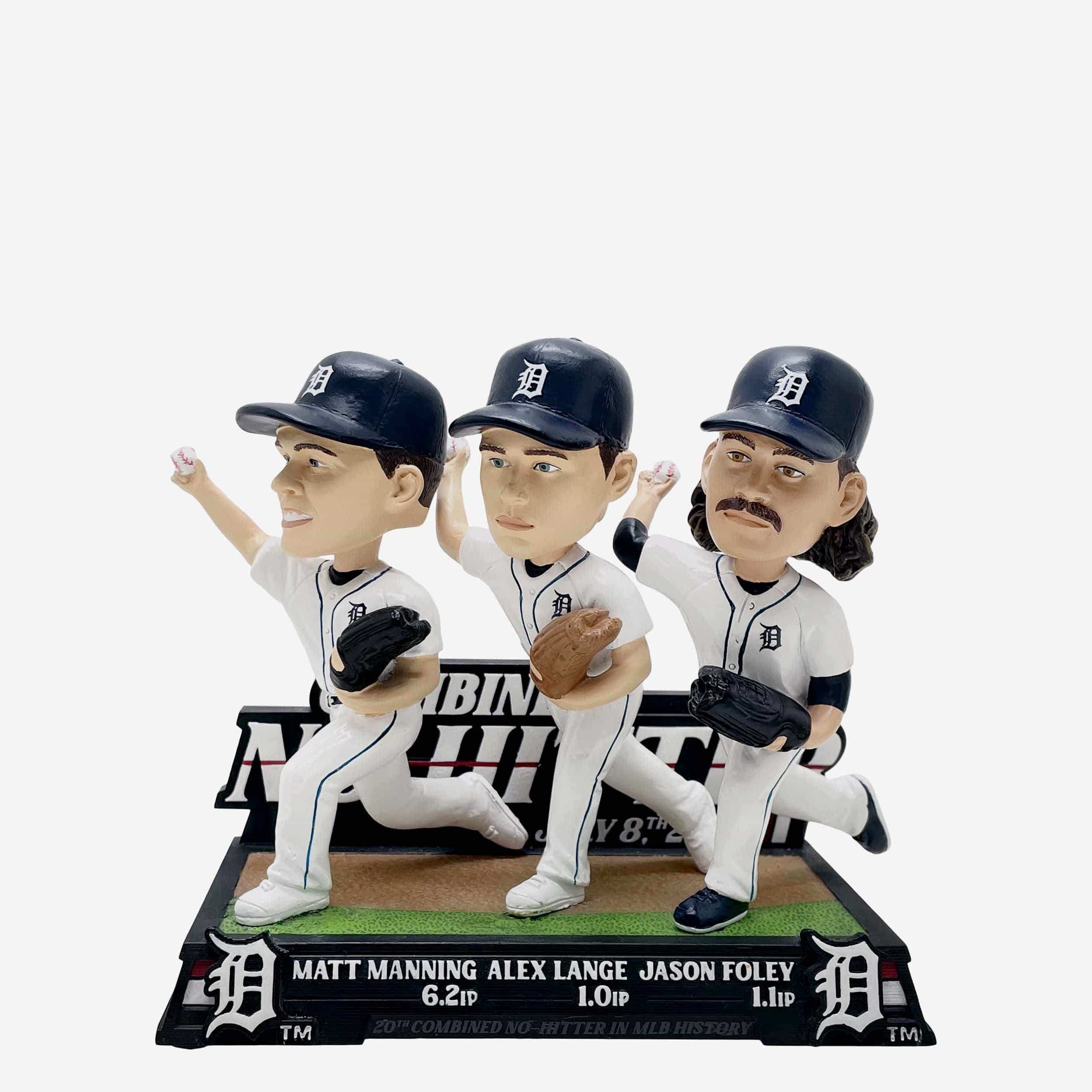 Matt Manning & Jason Foley & Alex Lange Detroit Tigers Combined No Hitter Triple Bobblehead