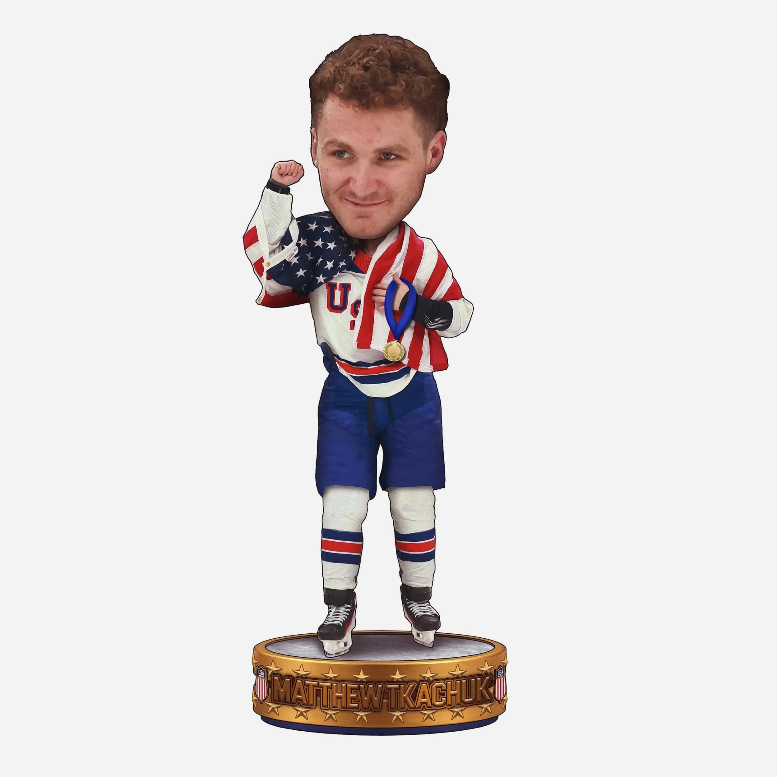 Matthew Tkachuk Team USA Men's Hockey American Flag Bobblehead