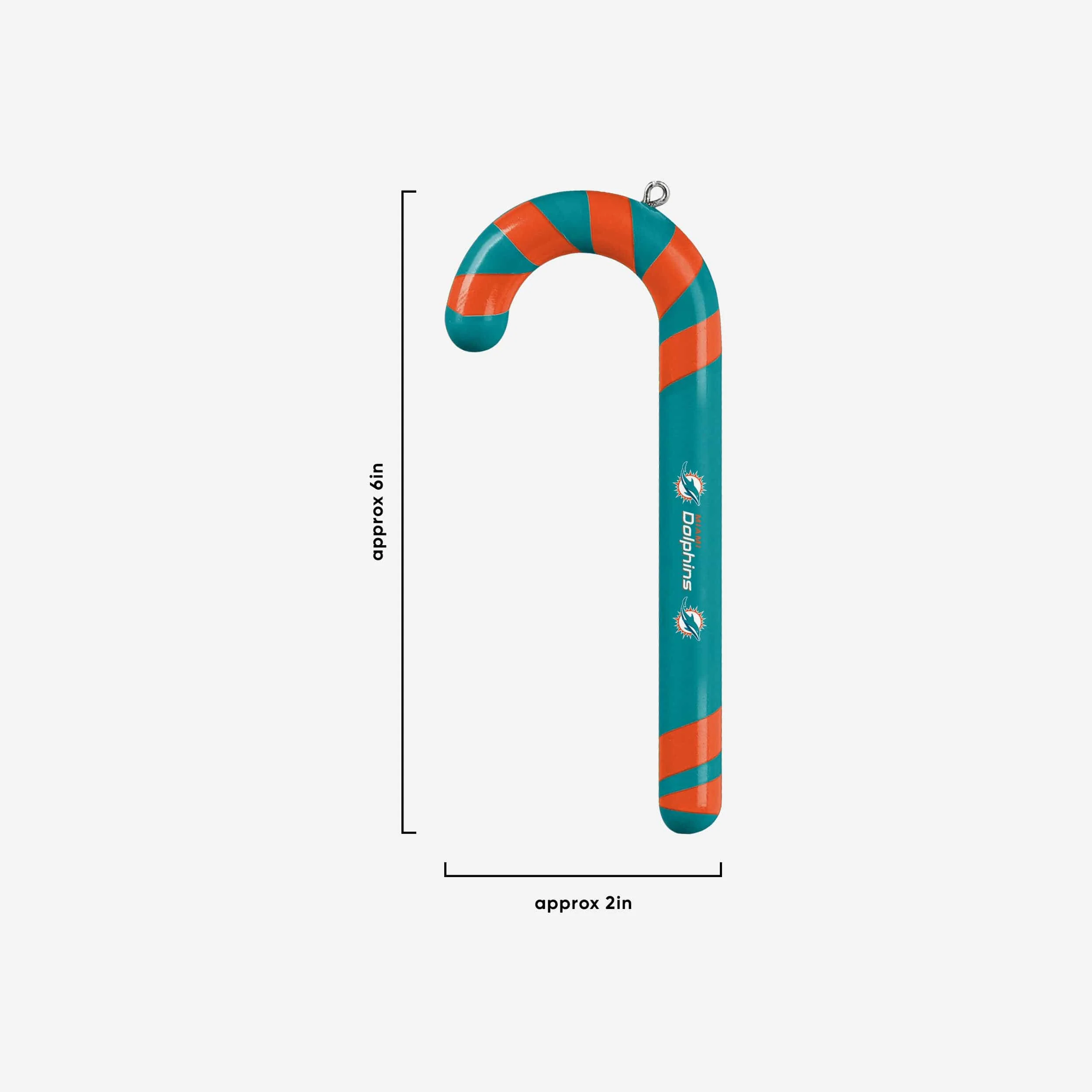 Miami Dolphins 12 Pack Candy Cane Ornament Set - Image 2