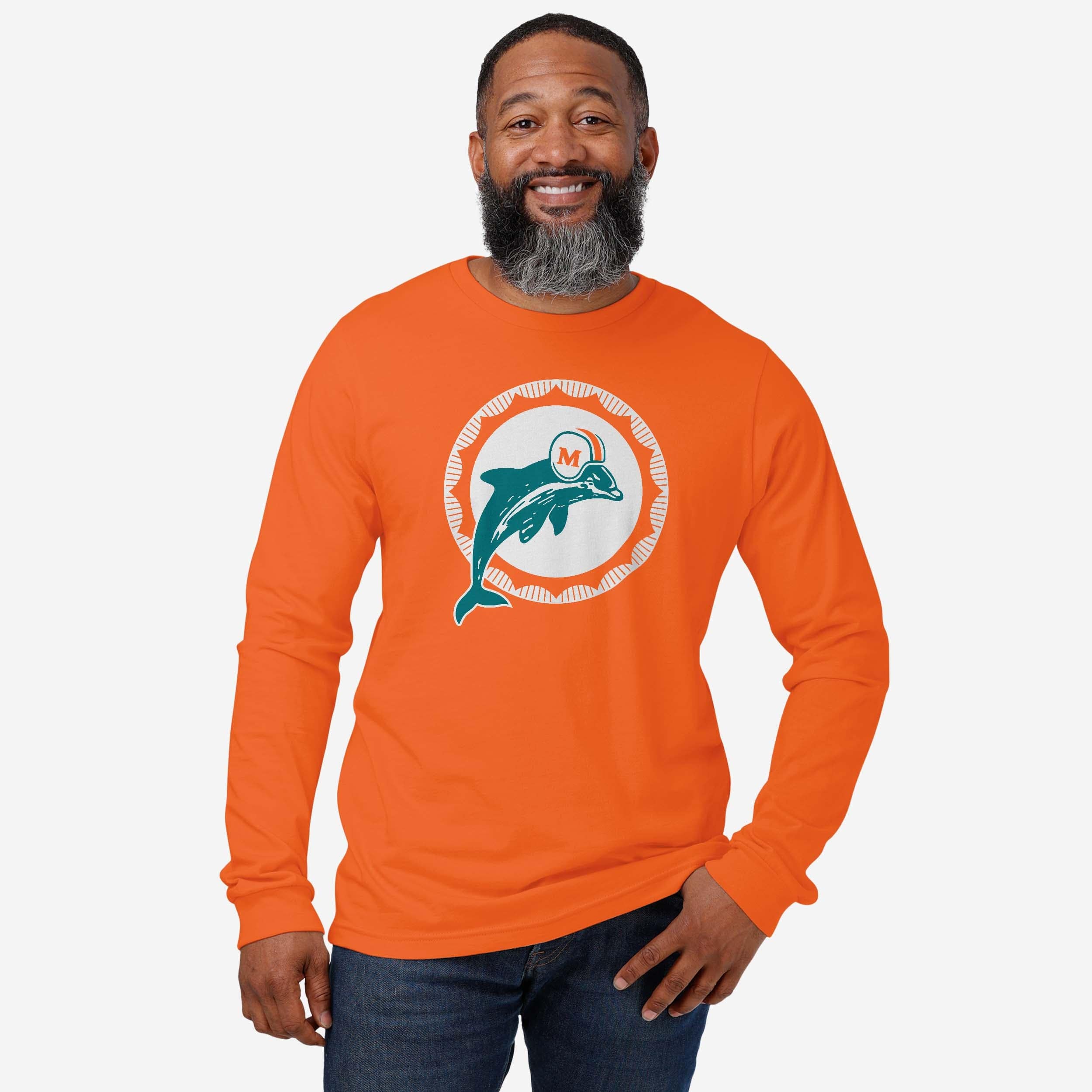 Miami Dolphins 1966 Retro Logo Long Sleeve T-Shirt - Image 6