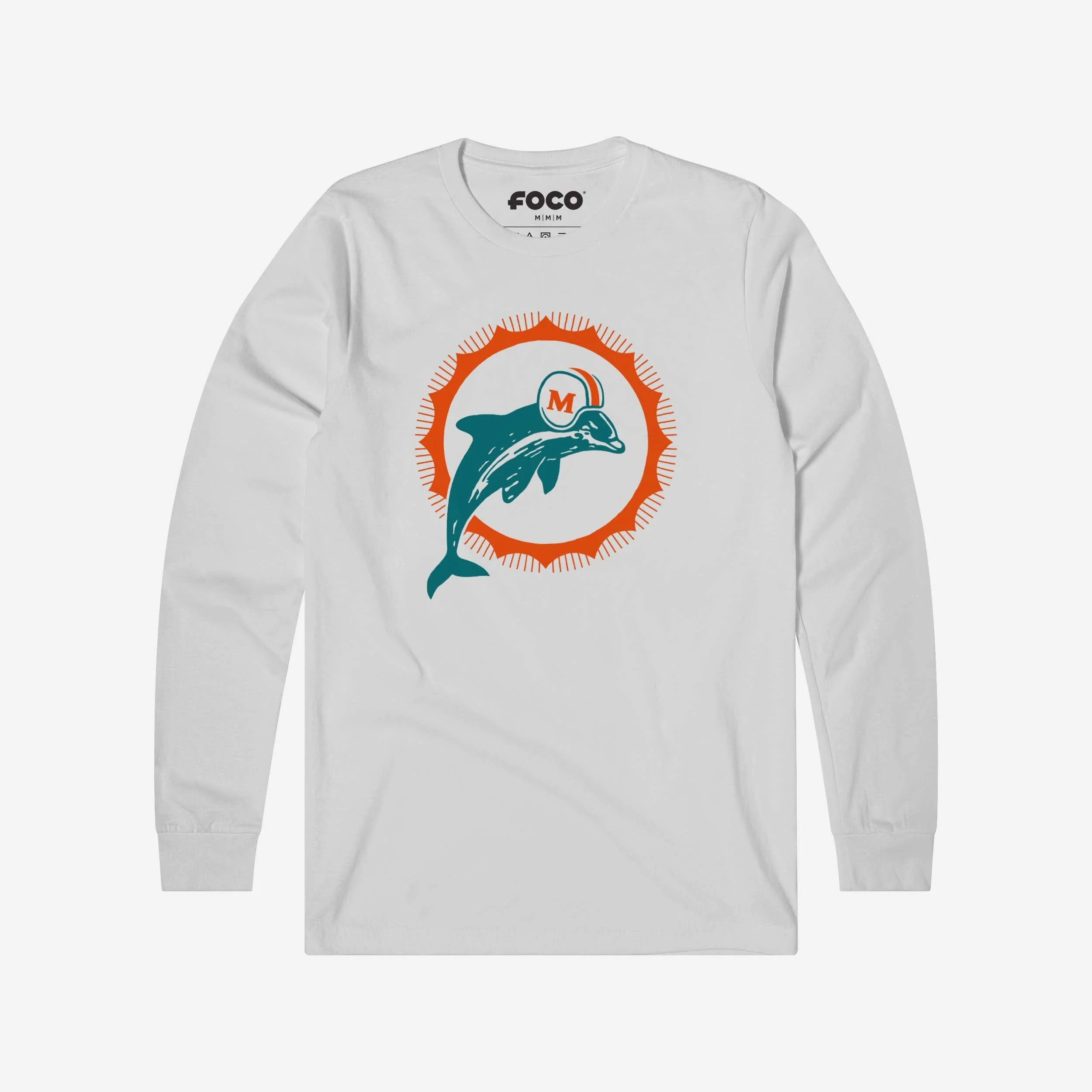 Miami Dolphins 1966 Retro Logo Long Sleeve T-Shirt - Image 9