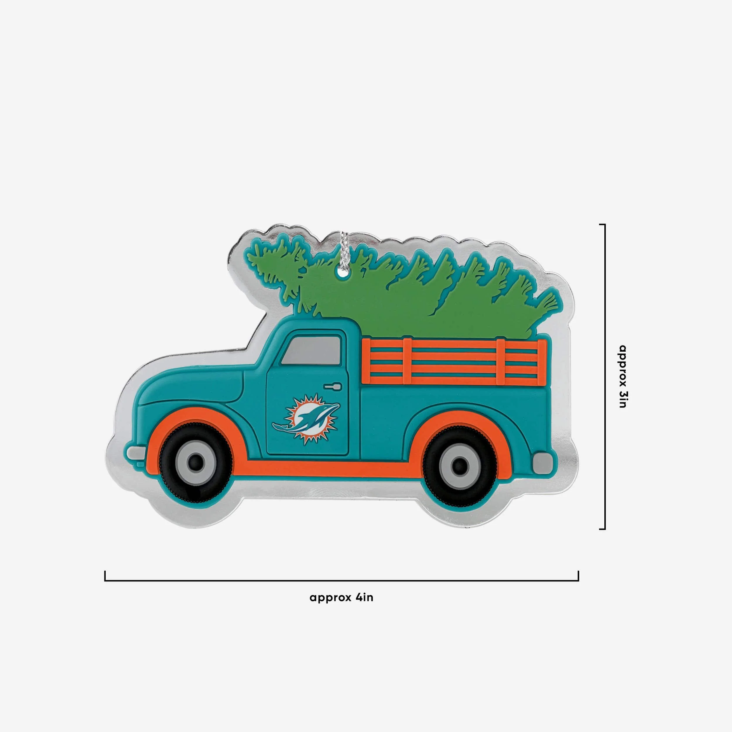 Miami Dolphins 2 Pack Flat Metal Truck Ornaments - Image 3