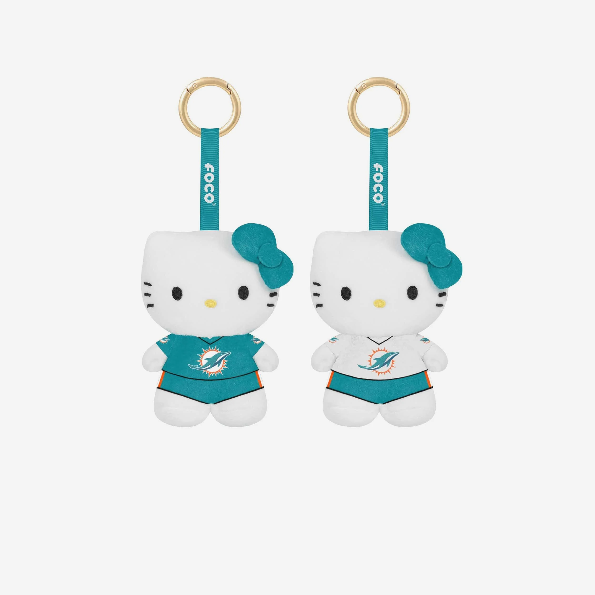 Miami Dolphins 2 Pack Mini Plush Hello Kitty® Bag Charm Keychain