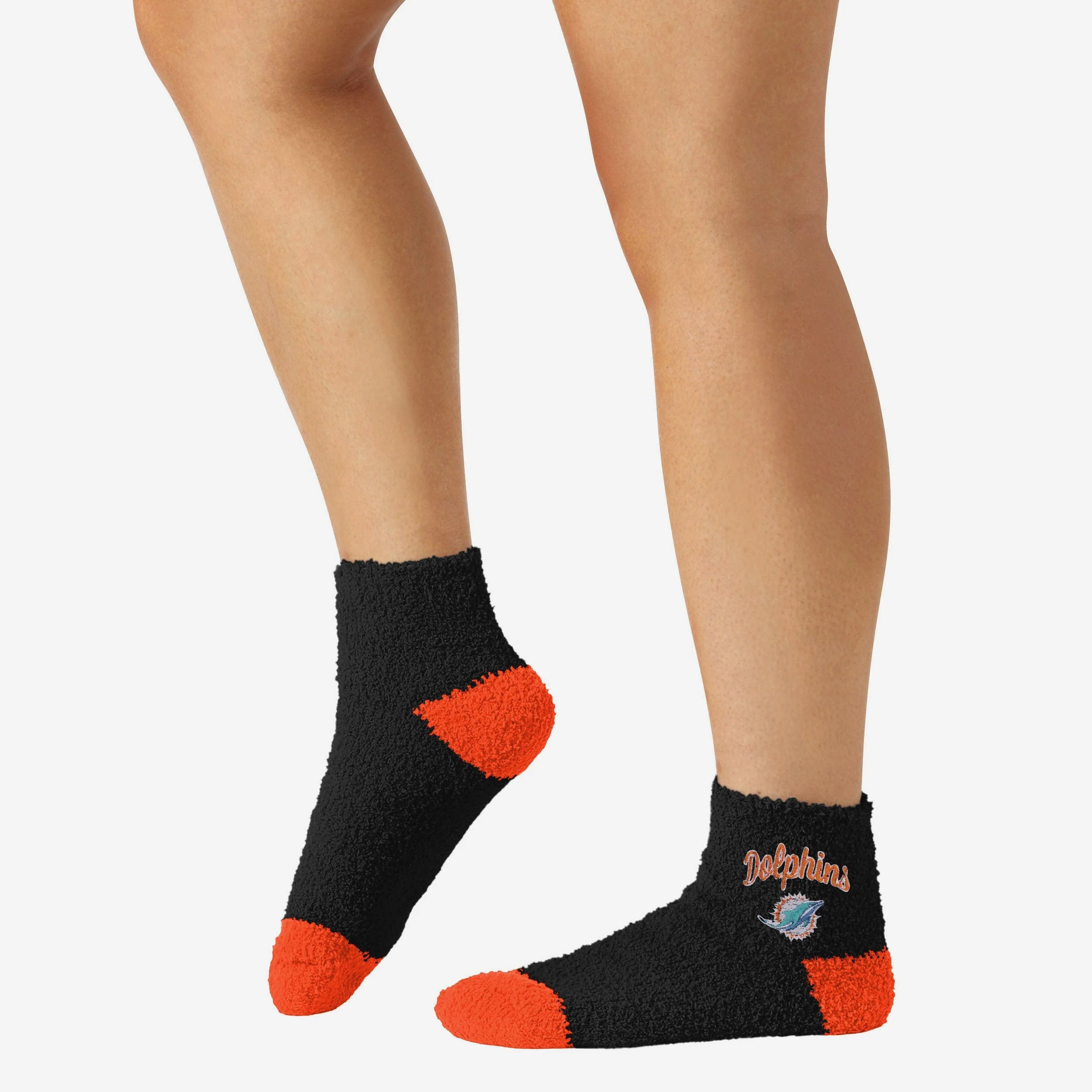 Miami Dolphins 2 Pack Womens Script Logo Fuzzy Ankle Socks - Image 3