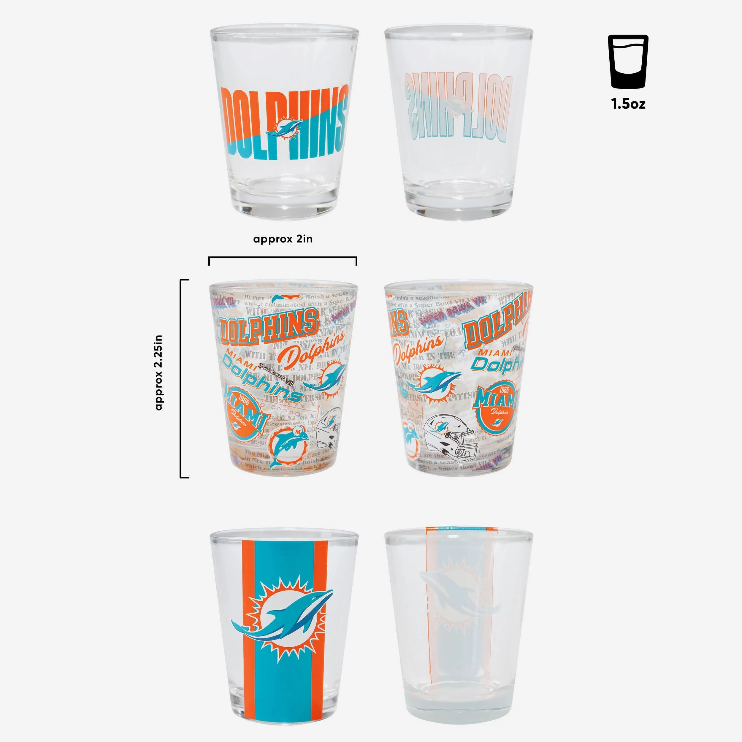 Miami Dolphins 3 Pack Shot Glass - Image 3