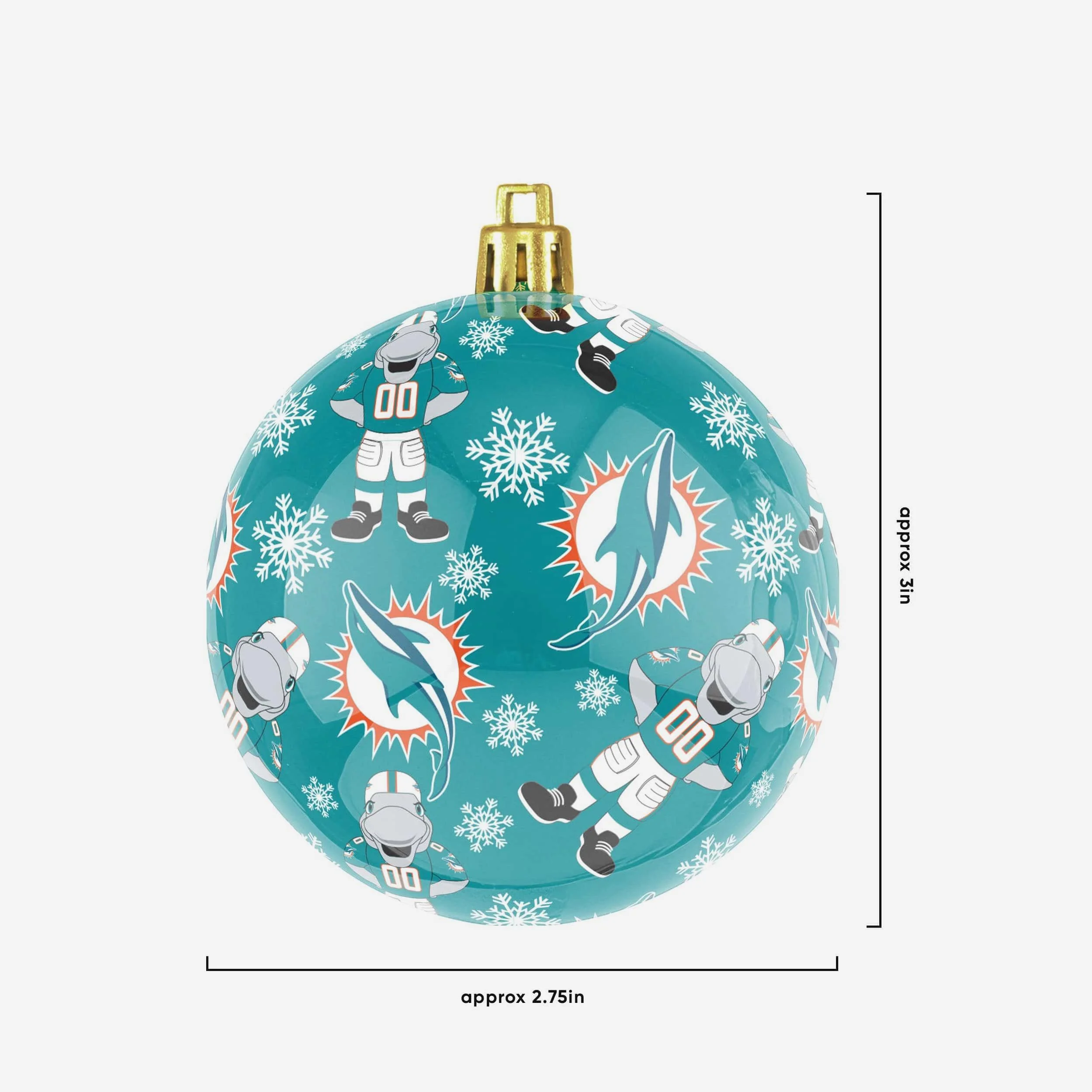 Miami Dolphins 4 Pack Ball Mascot Ornament Set - Image 3