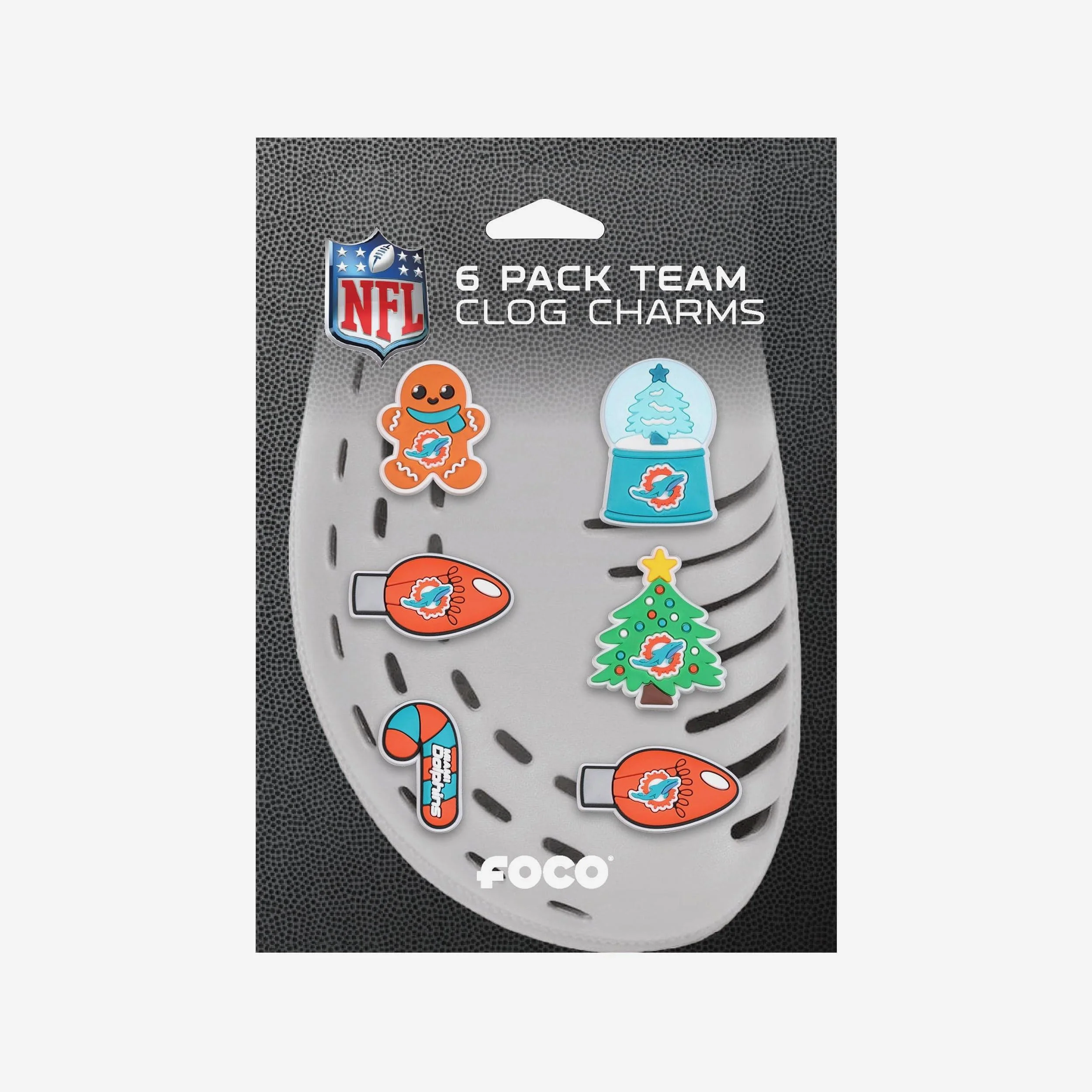 Miami Dolphins 6 Pack Holiday Team Clog Charms - Image 5