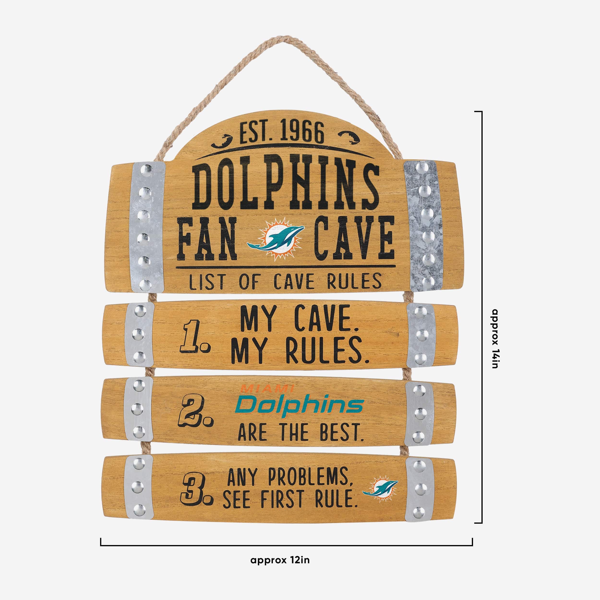 Miami Dolphins Barrel Slat Mancave Sign - Image 3