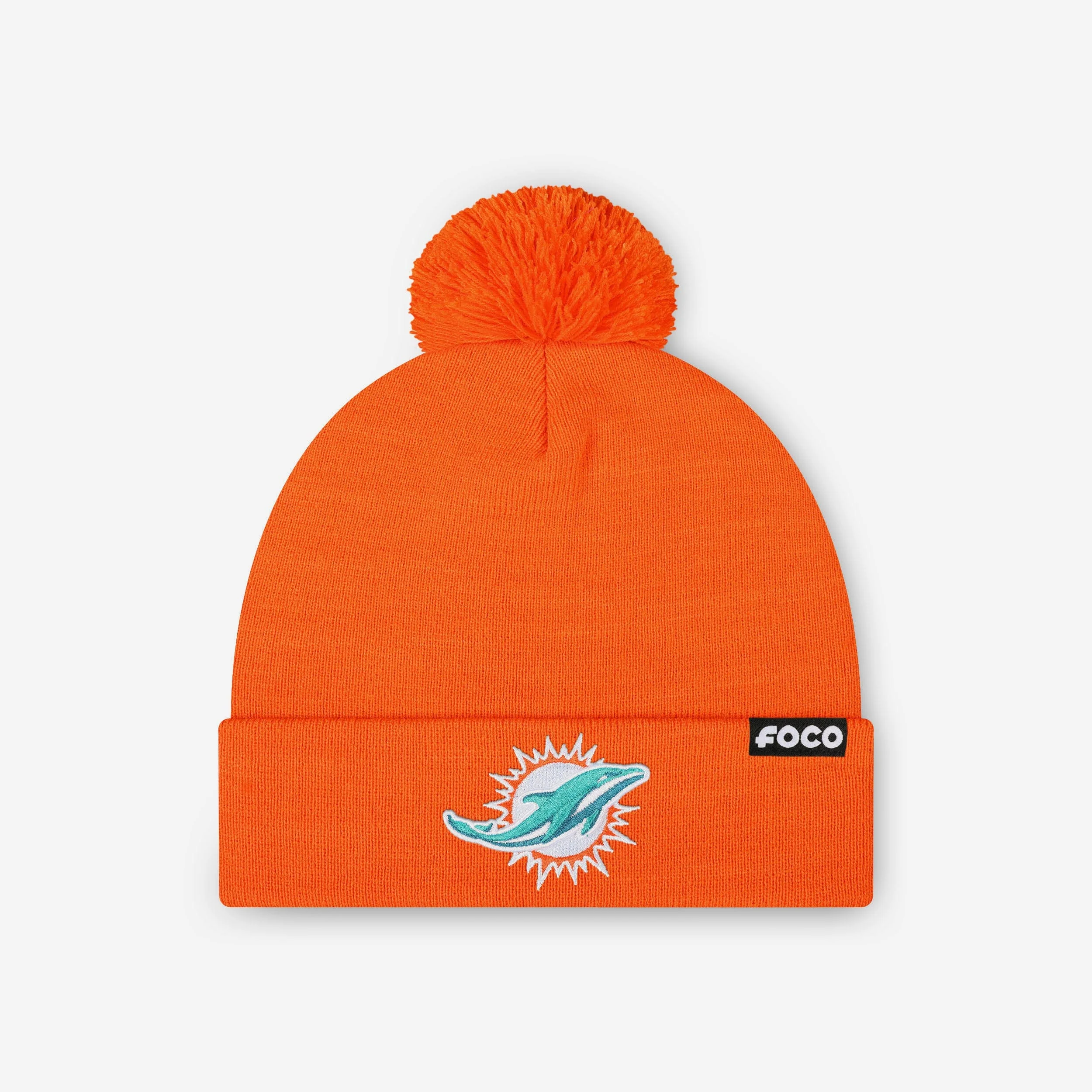 Miami Dolphins Basic Primary Logo Pom Beanie - Image 3