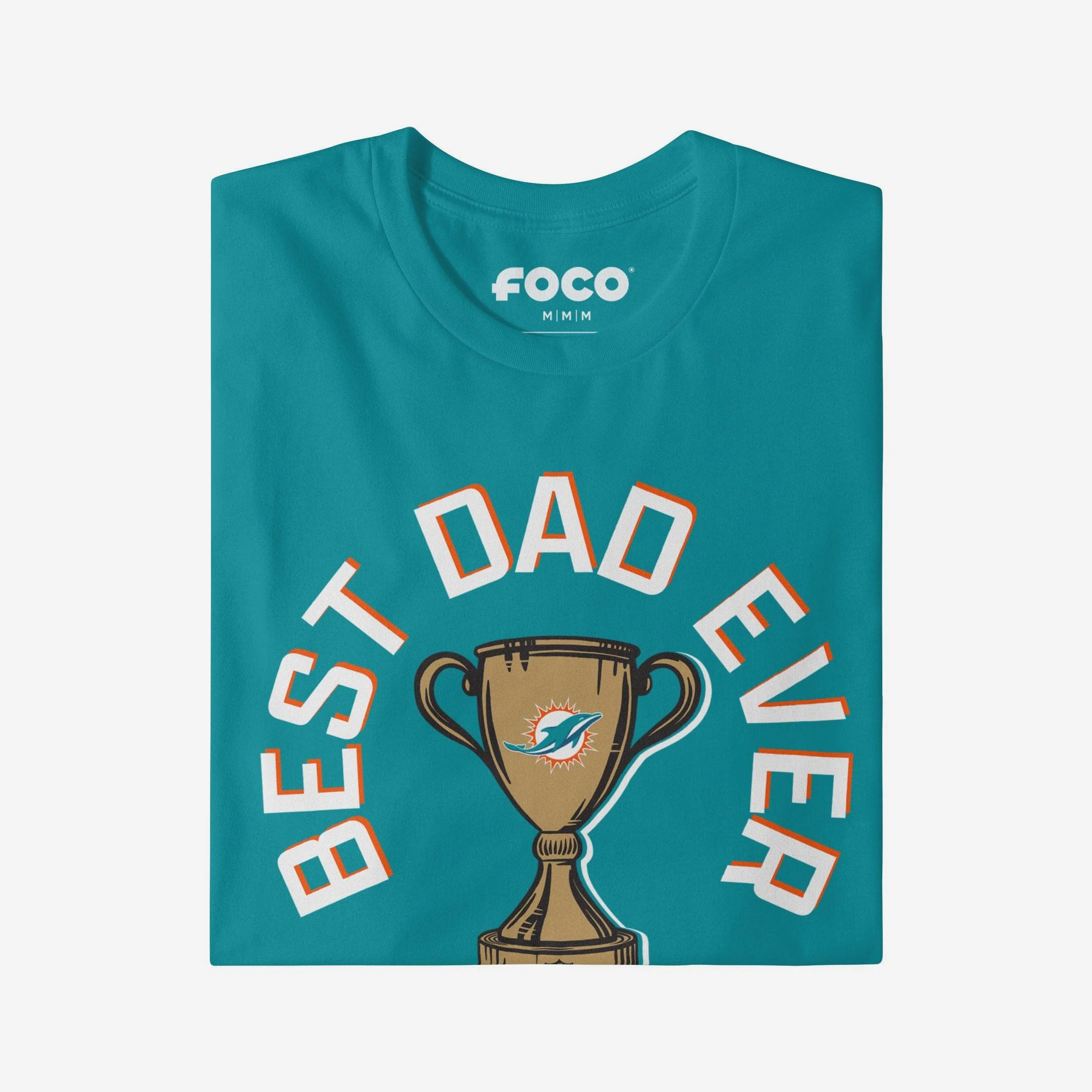 Miami Dolphins Best Dad Ever Trophy T-Shirt - Image 3