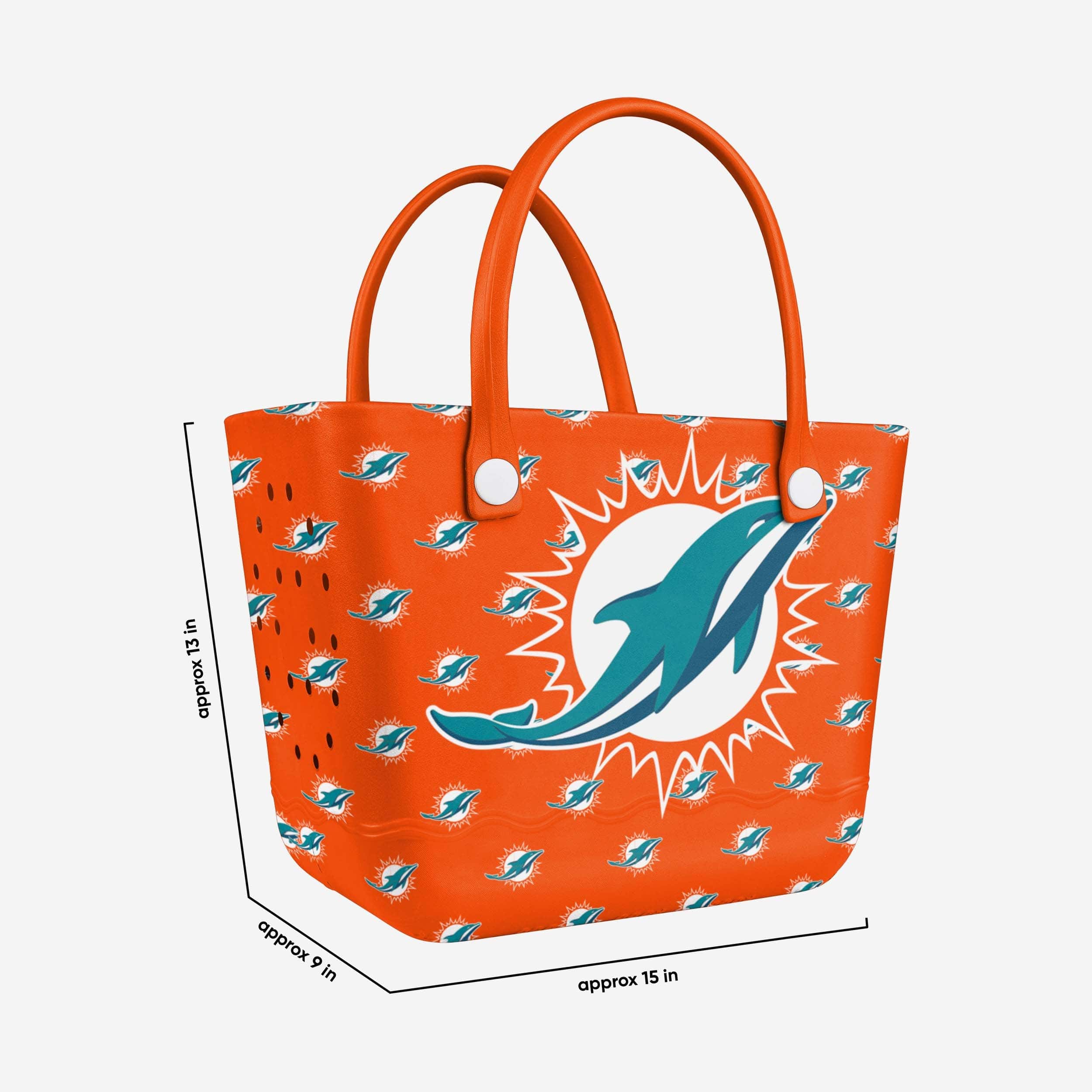 Miami Dolphins Big Logo Mini Print Tailgate Tote Bag - Image 3