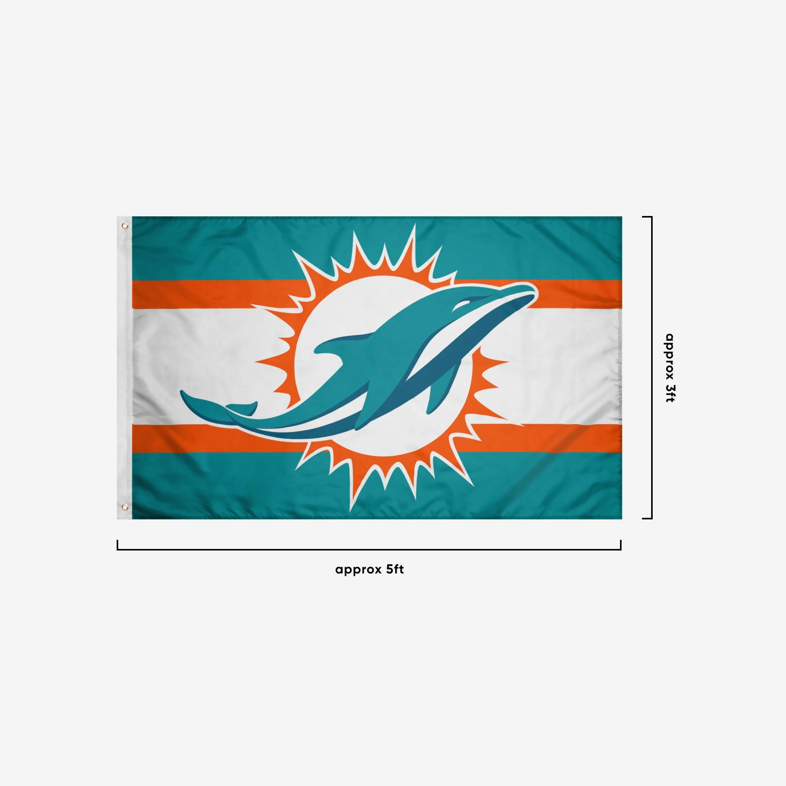 Miami Dolphins Big Logo Team Stripe Horizontal Flag - Image 3